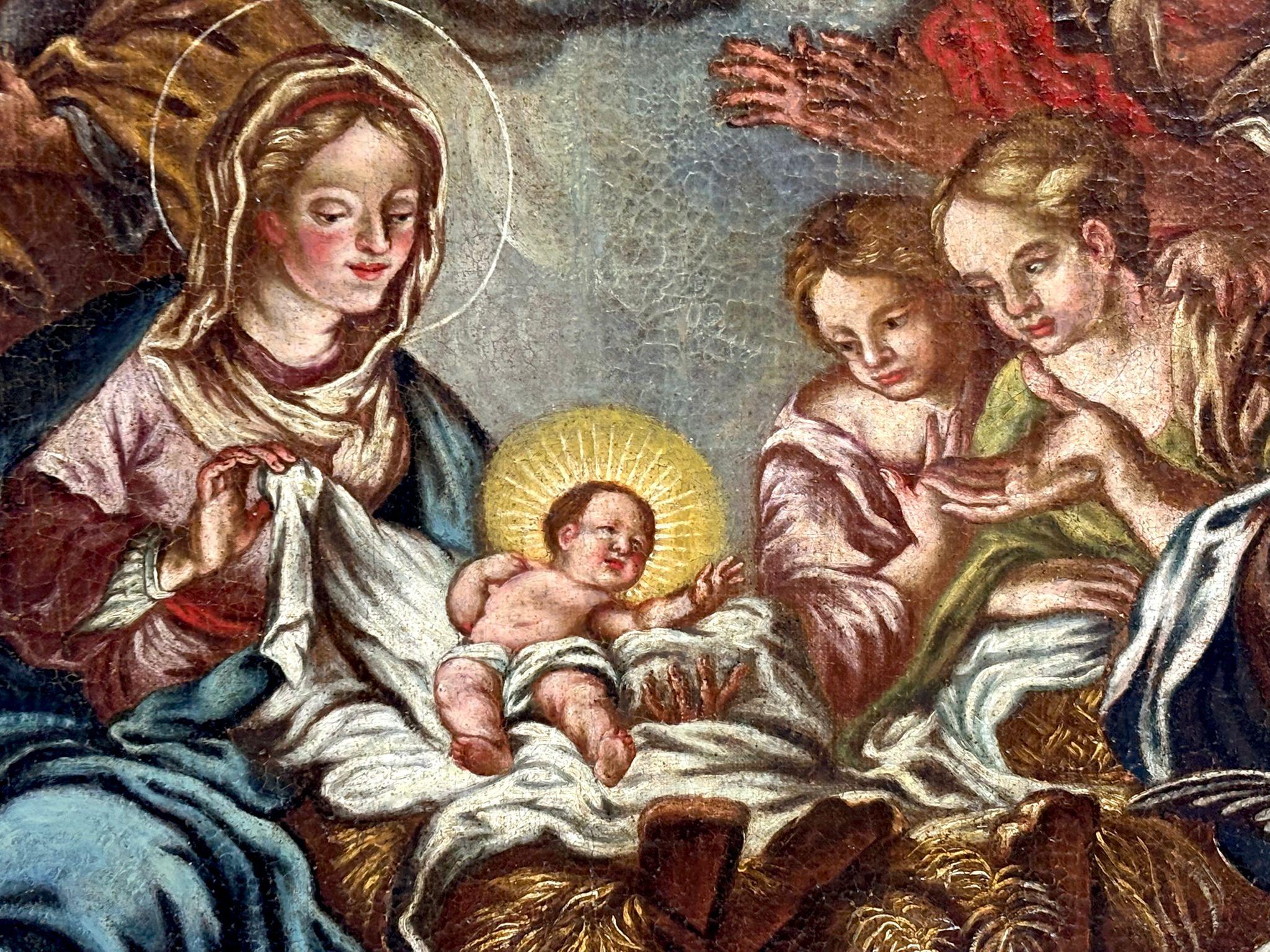 Escuela Italiana siglo XVIII - Nacimiento del niño Jesús. (Braun), Figurative Painting, von Unknown