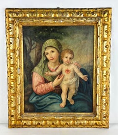 Escuela italiana (Sig.XVIII-XIX) - Virgen con niño - Marco de época