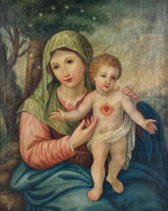 Escuela italiana (Sig.XVIII-XIX) - Virgen con niño - Marco de época