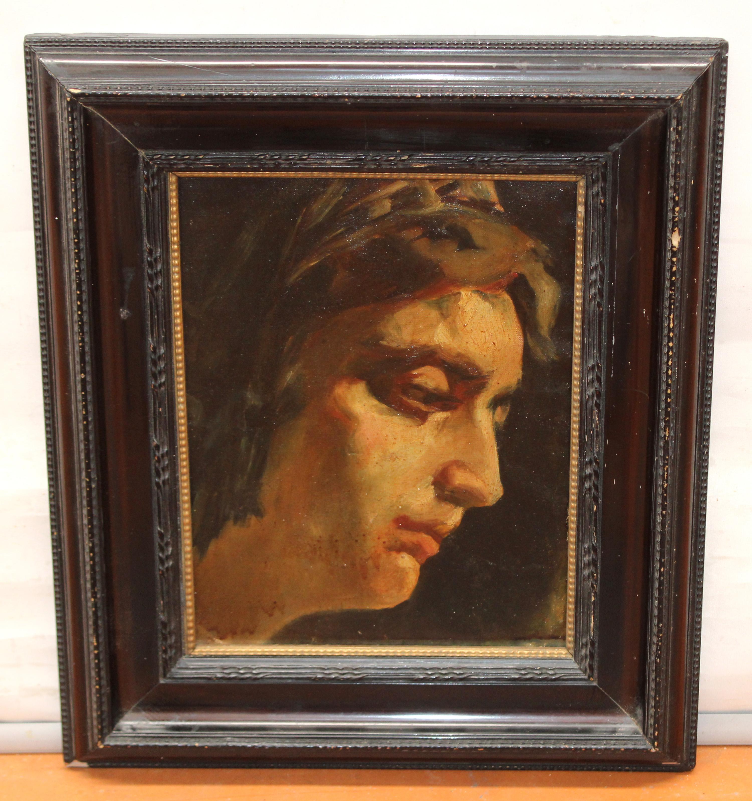 Escuela Italiana (XX) - Óleo sobre tela - Retrato de perfil – Painting von Unknown