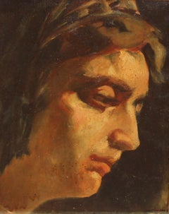 Escuela Italiana (XX) - Óleo sobre tela - Retrato de perfil
