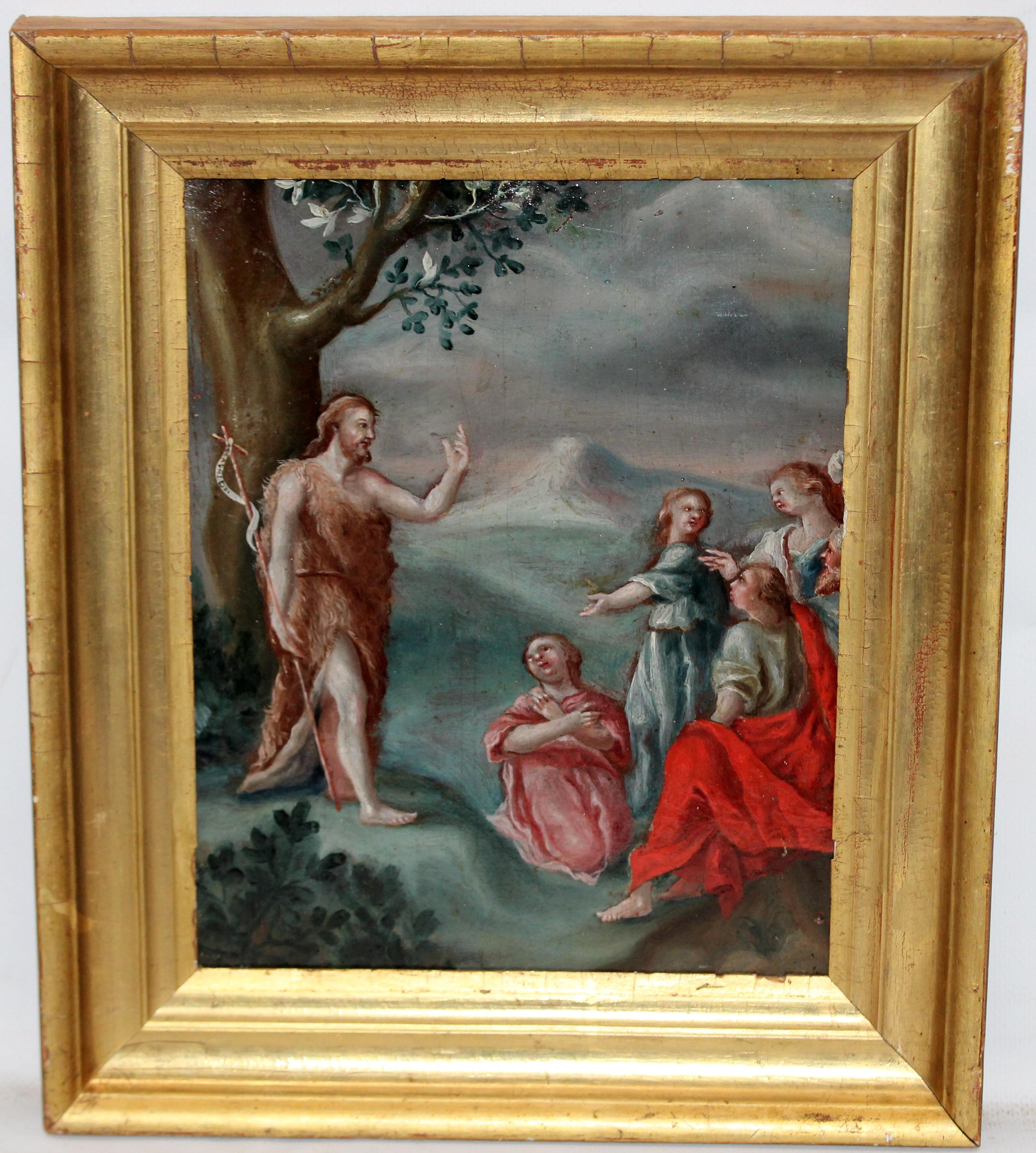 Unknown Figurative Painting – Escuela Italo-Flamenca (XVII) - Jesús predicando