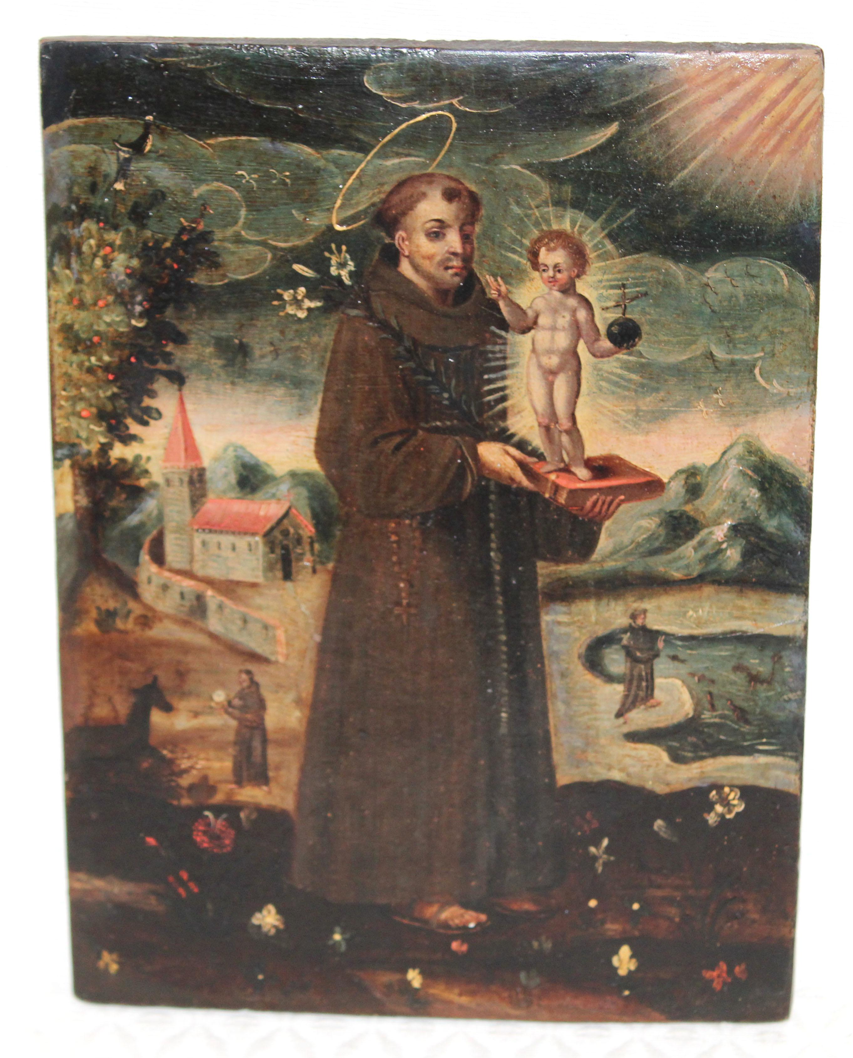 Escuela Mejicana (XVIII) - San Antonio con niño - Painting di Unknown