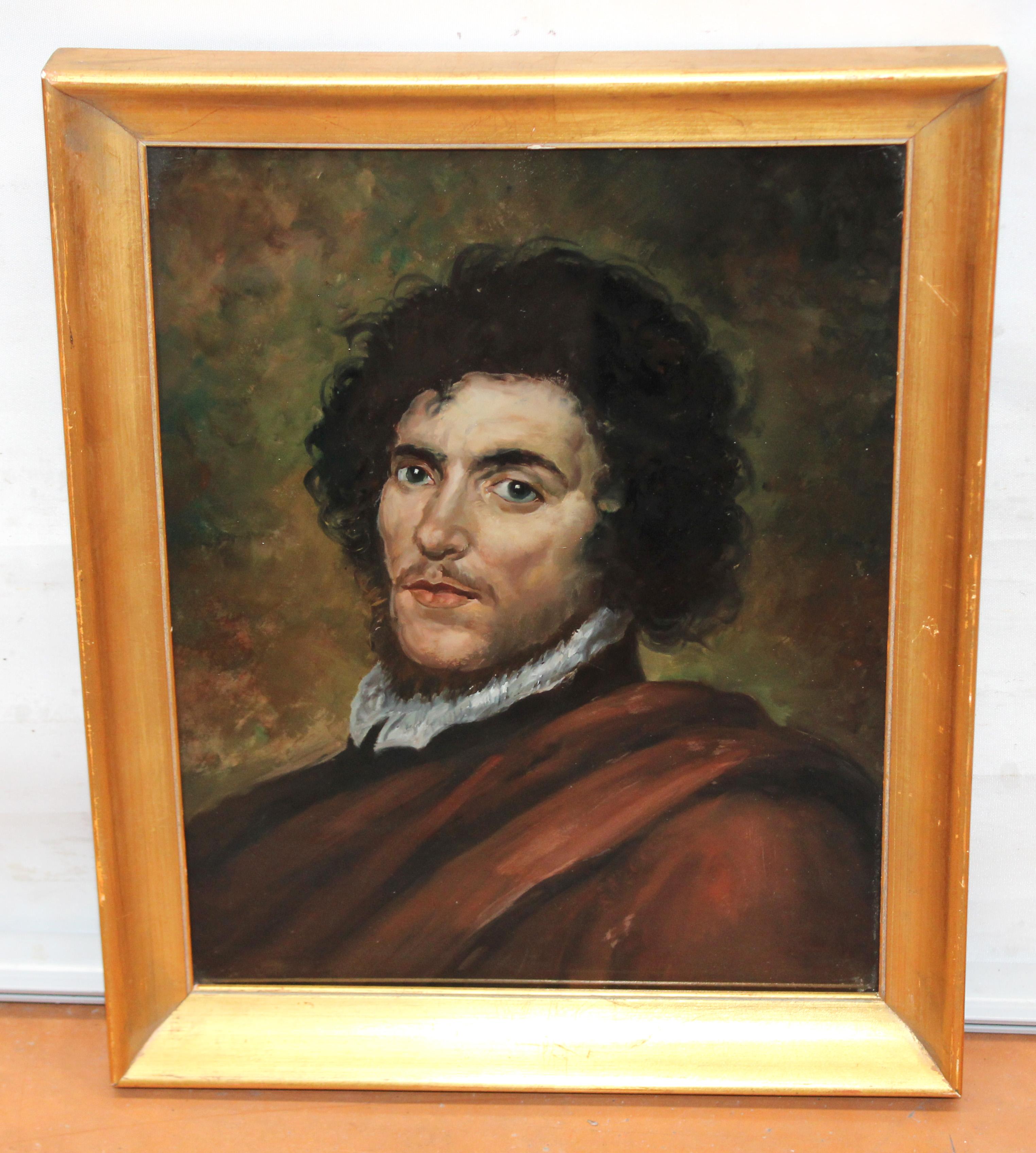 Escuela portuguesa (xix-xx) - Óleo bajo vidrio - Personaje - Painting by Unknown