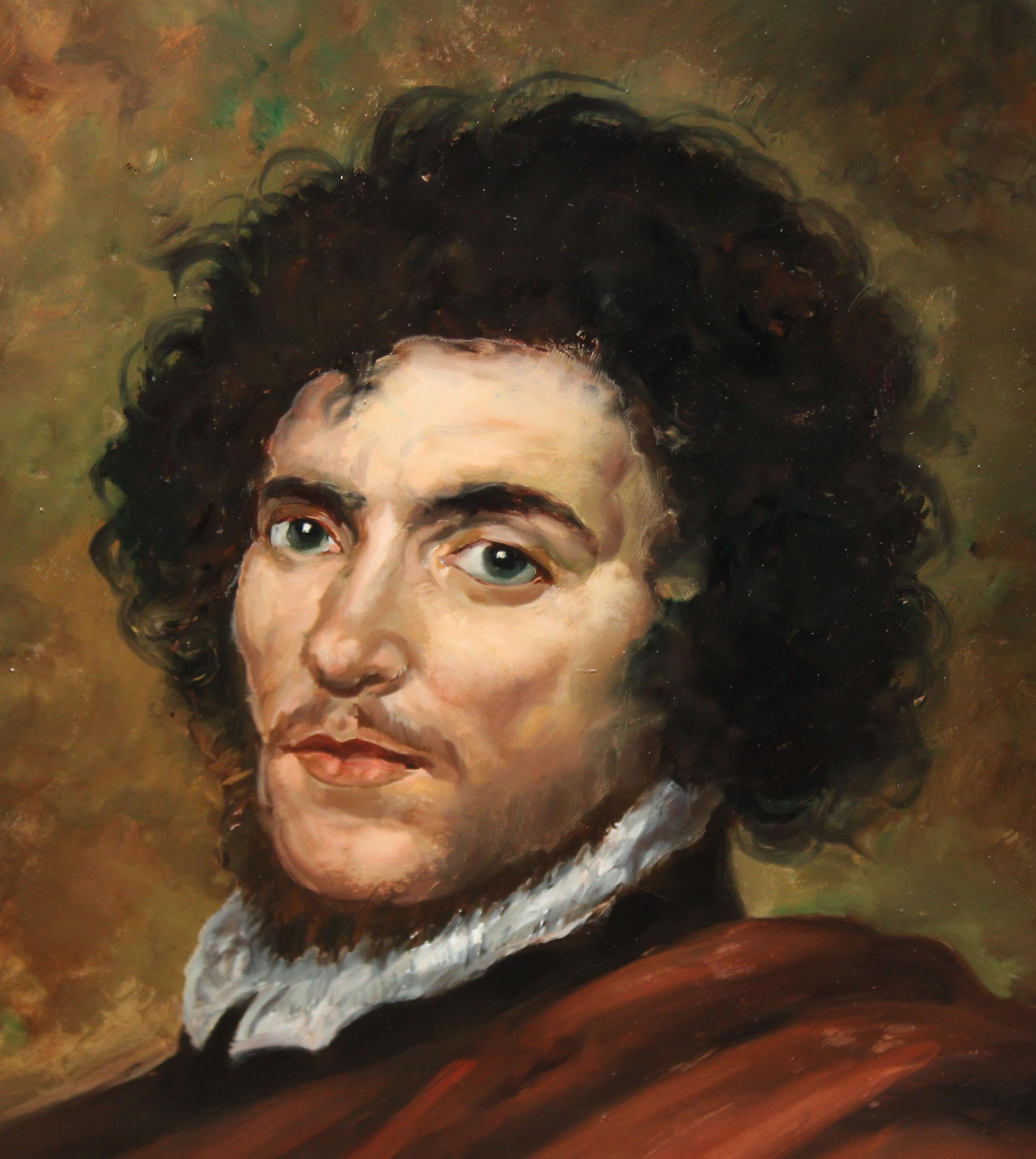 Escuela portuguesa (xix-xx) - Óleo bajo vidrio - Personaje - Old Masters Painting by Unknown