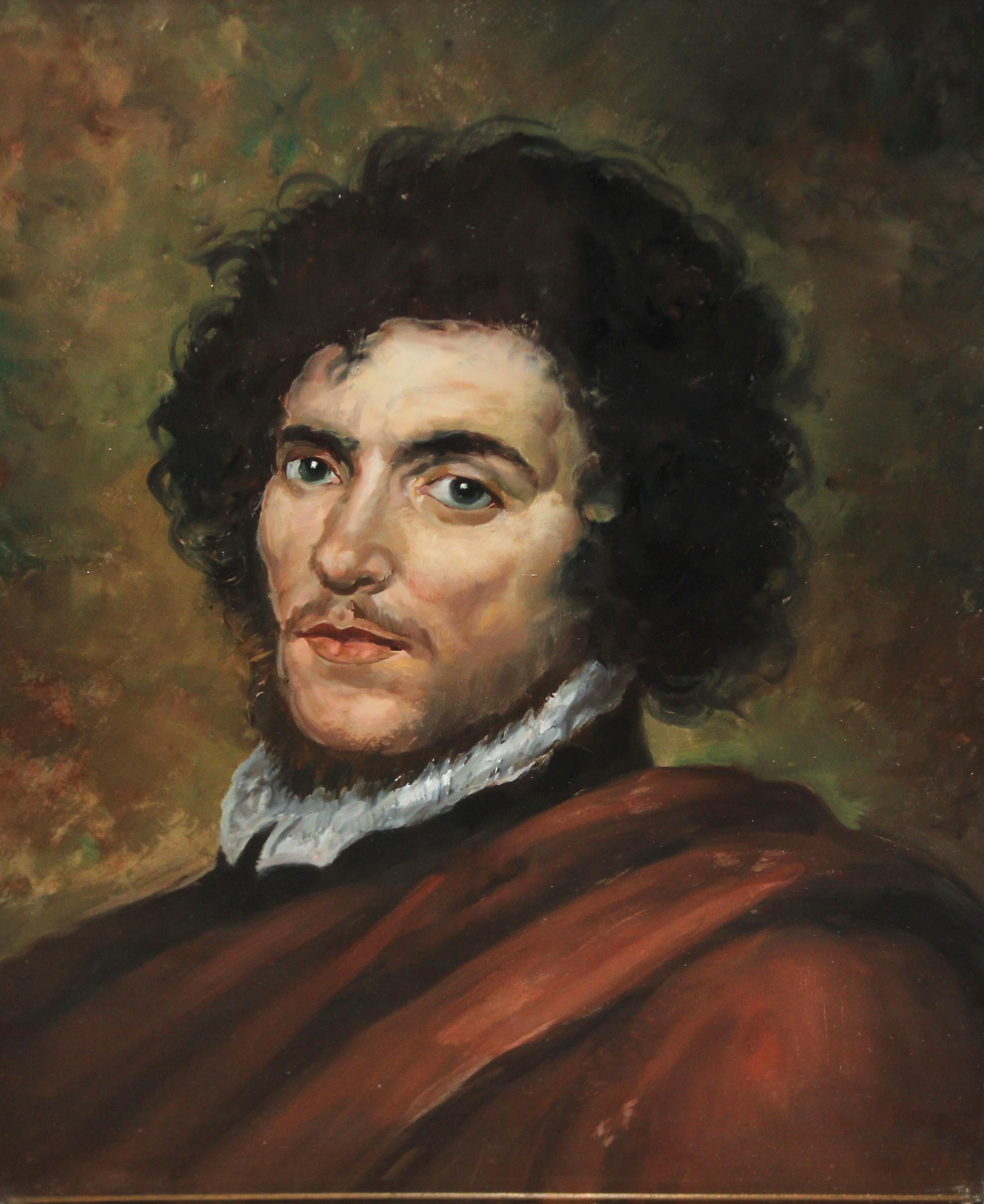 Unknown Portrait Painting - Escuela portuguesa (xix-xx) - Óleo bajo vidrio - Personaje