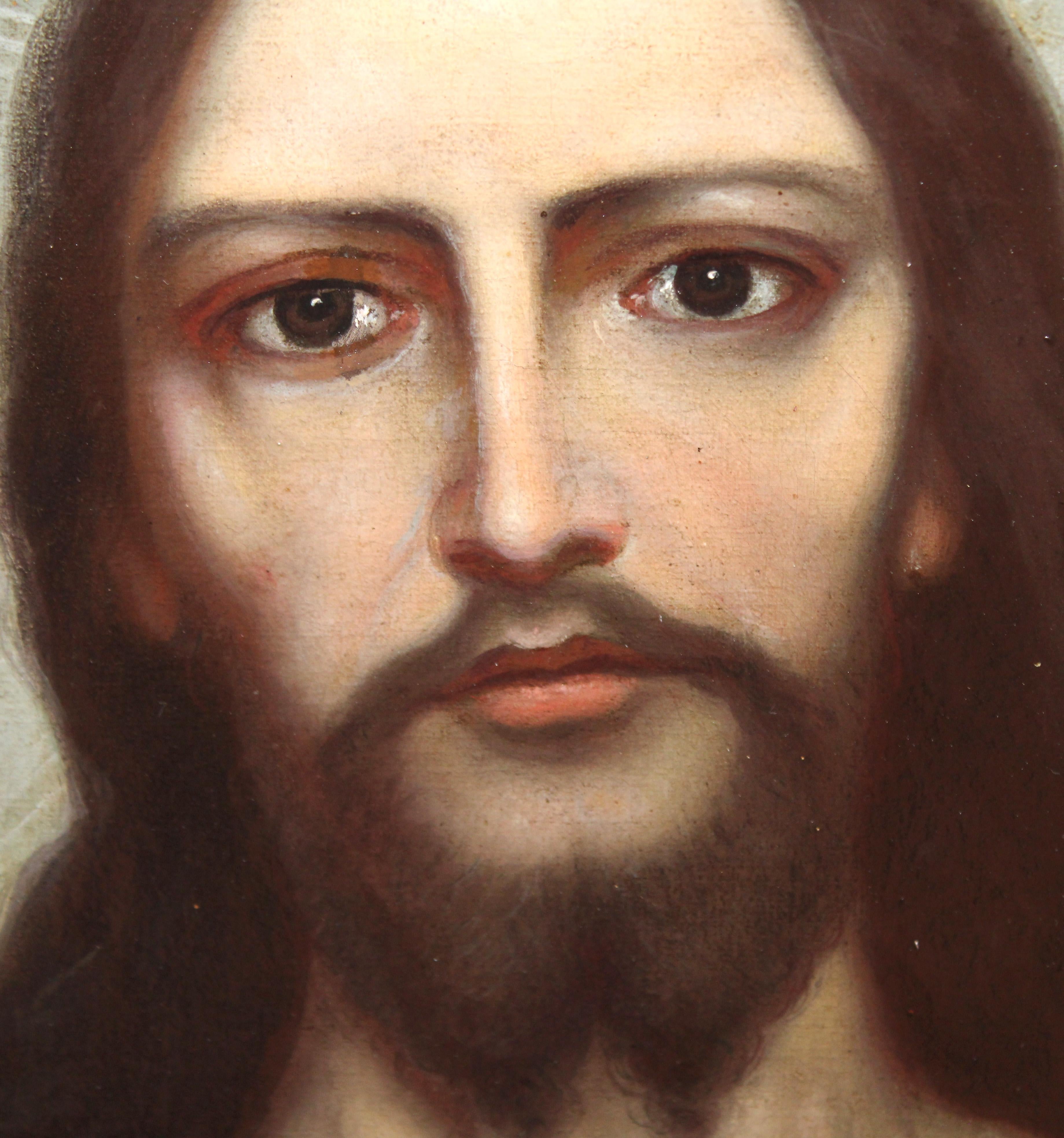 Escuela Rusa (Año 1917) - Óleo sobre tela - Jesucristo con el cáliz (Schwarz), Figurative Painting, von Unknown