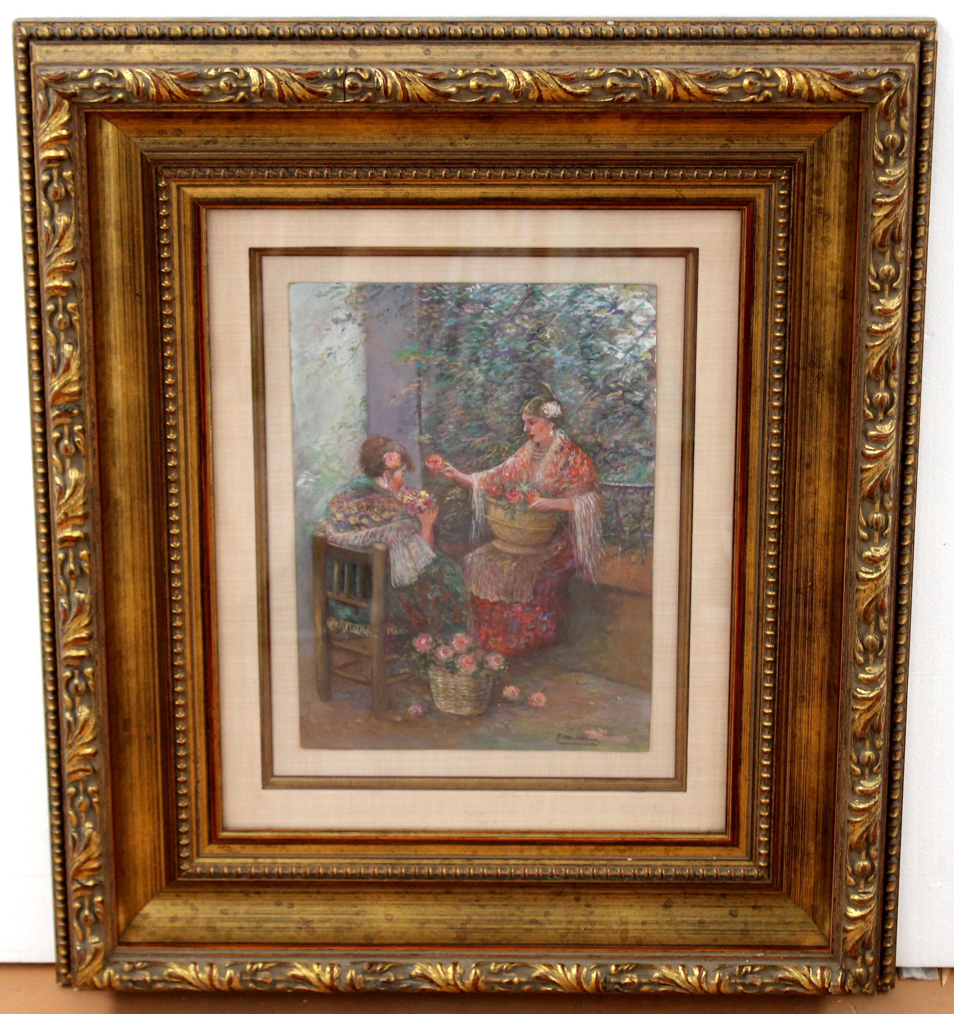 Unknown Figurative Painting – Valencianische Schule – Öl auf Leinwand – Signiert und gerahmt