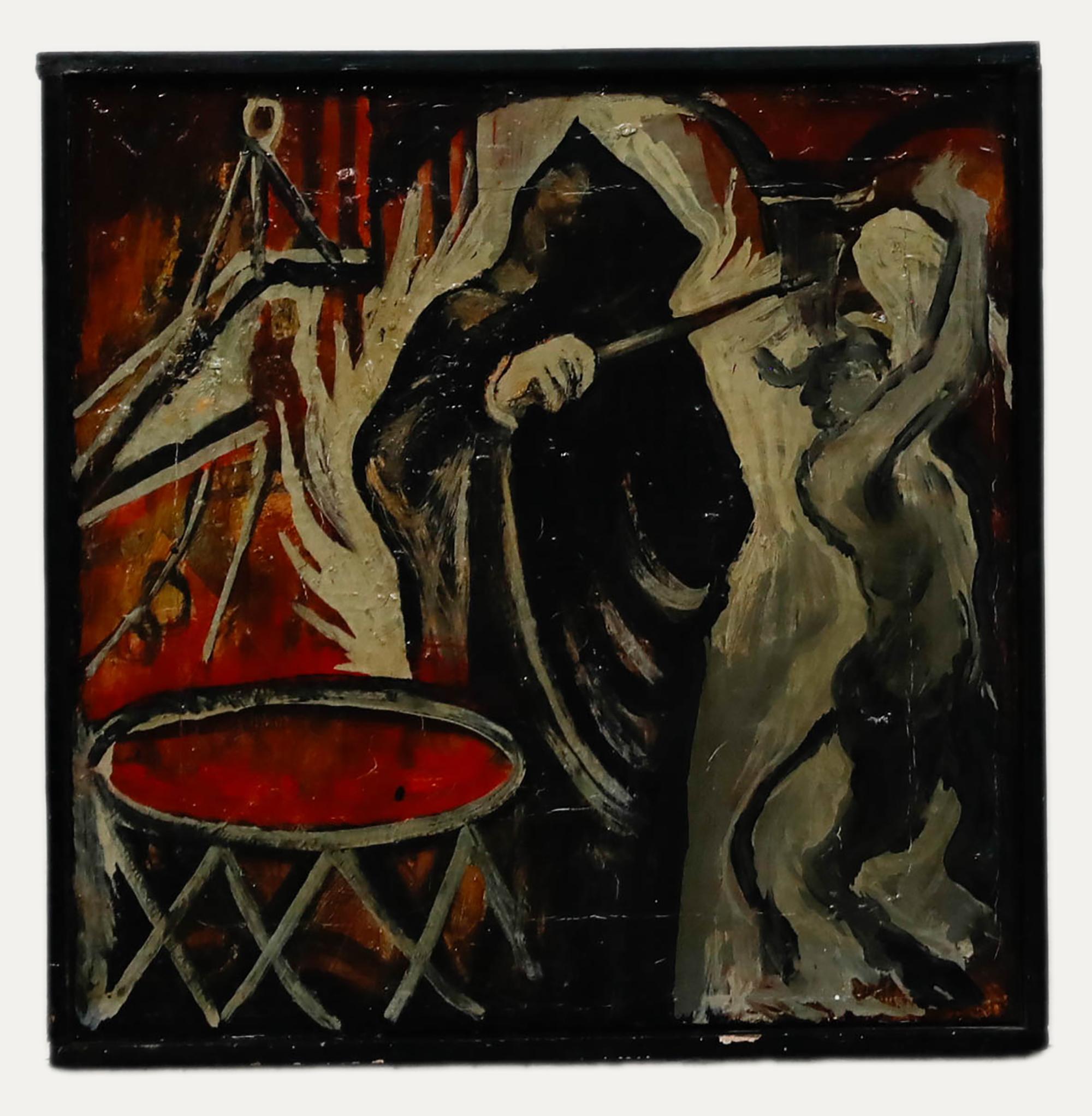 Figurative Painting di Unknown - Estrella Carmona Ronzon (1962-2011) - 1991 Olio, Procesos Geológicos