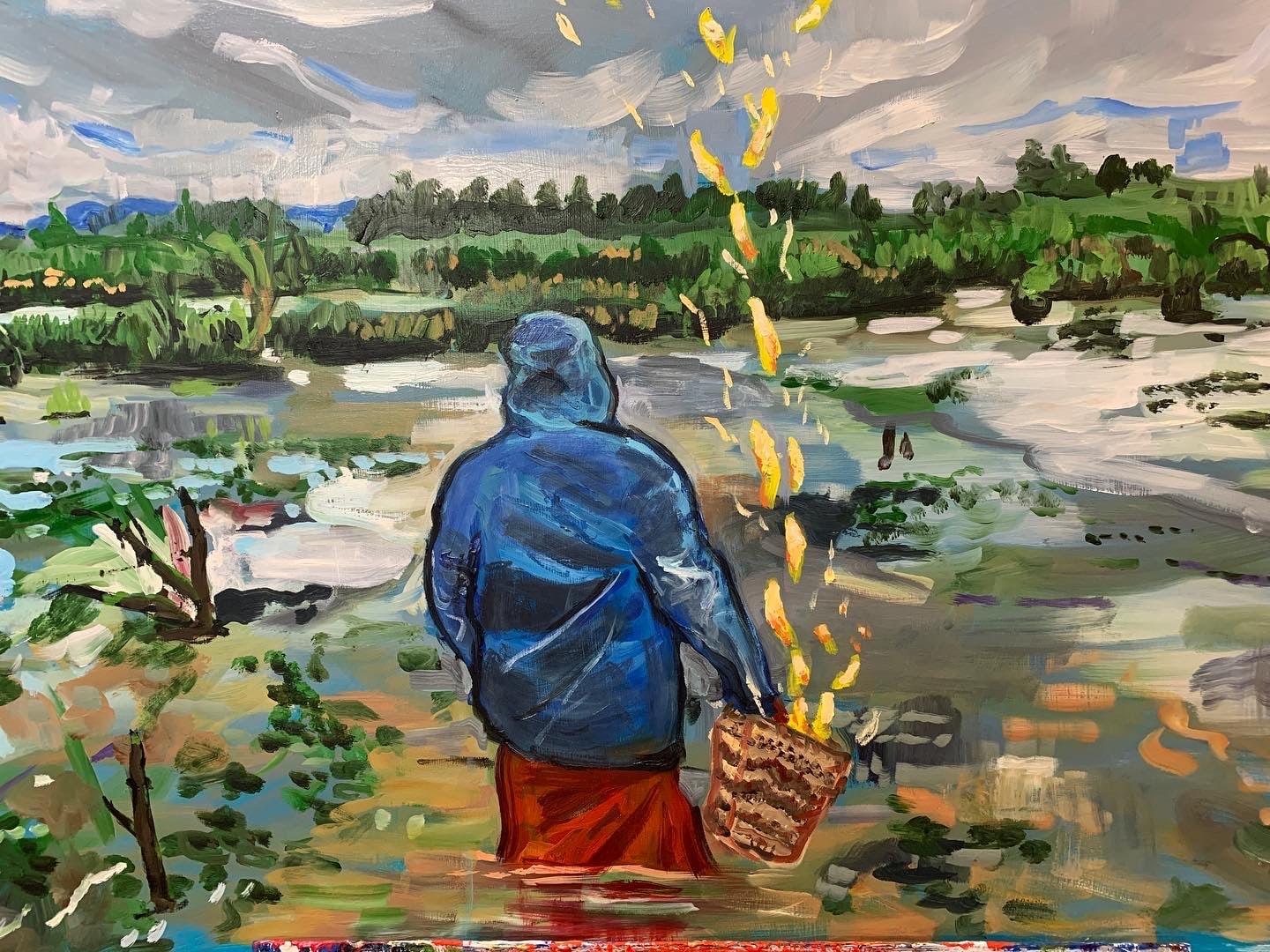 Unknown Figurative Painting - Estuary, Oil on Panel Painting by Daniel Duford, 2021