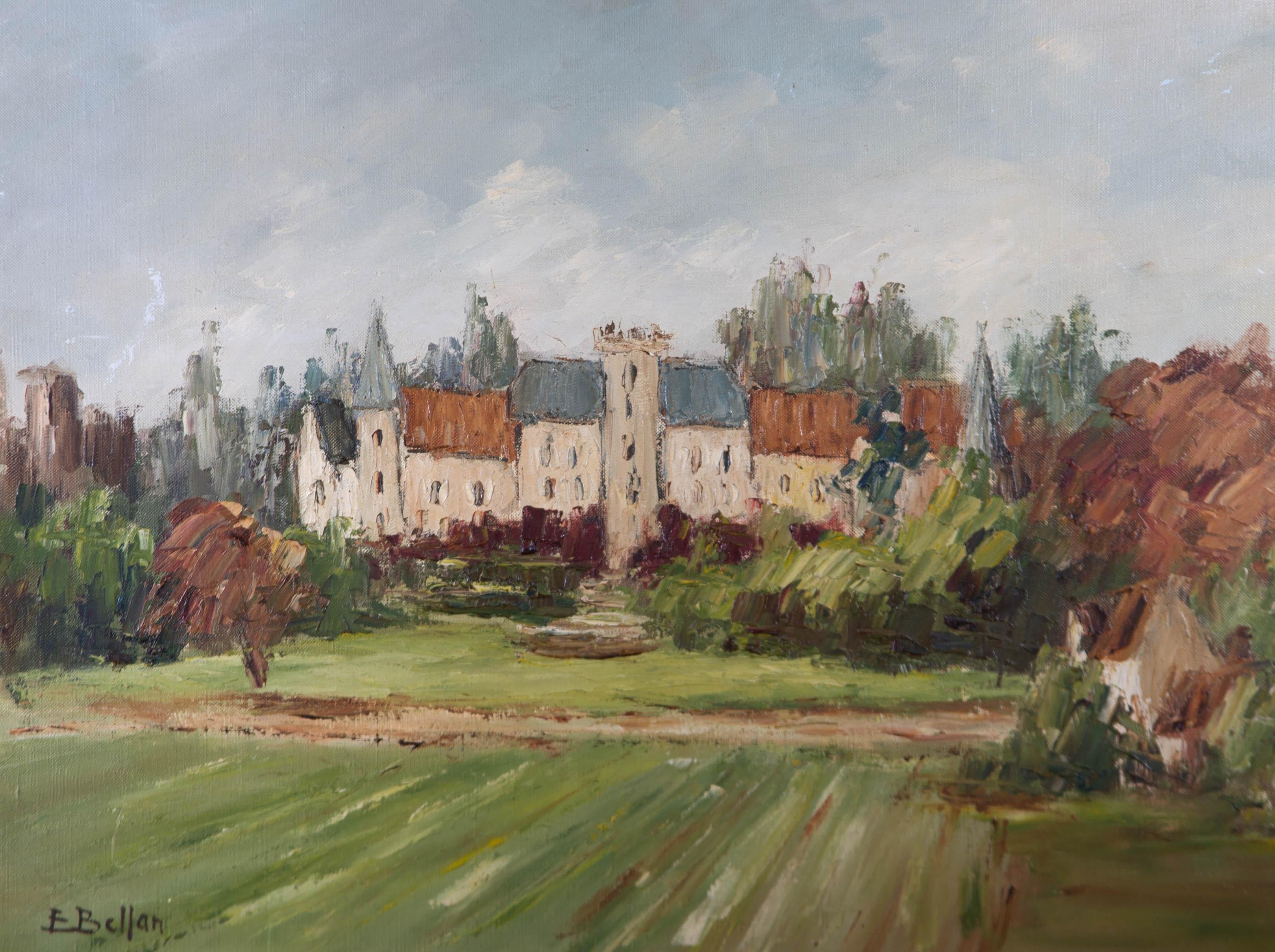 Unknown Landscape Painting - Etienne Bellan (1922-2000) - Mid 20th Century Oil, The Castle