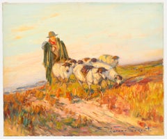 Eugen von Warun-Sekret (1896-1963) - Öl, Ein Hirte mit seiner Herde