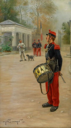 Eugene Chaperon (1857-1938) - Framed 1904 Oil, The Drummer Boy