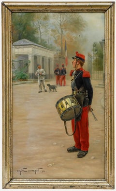 Eugene Chaperon (1857-1938) - Framed 1904 Oil, The Drummer Boy