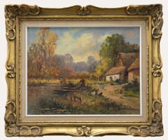 Vintage Eugene Demester (1914-1984) - Framed 20th Century Oil, Riverside Cottage