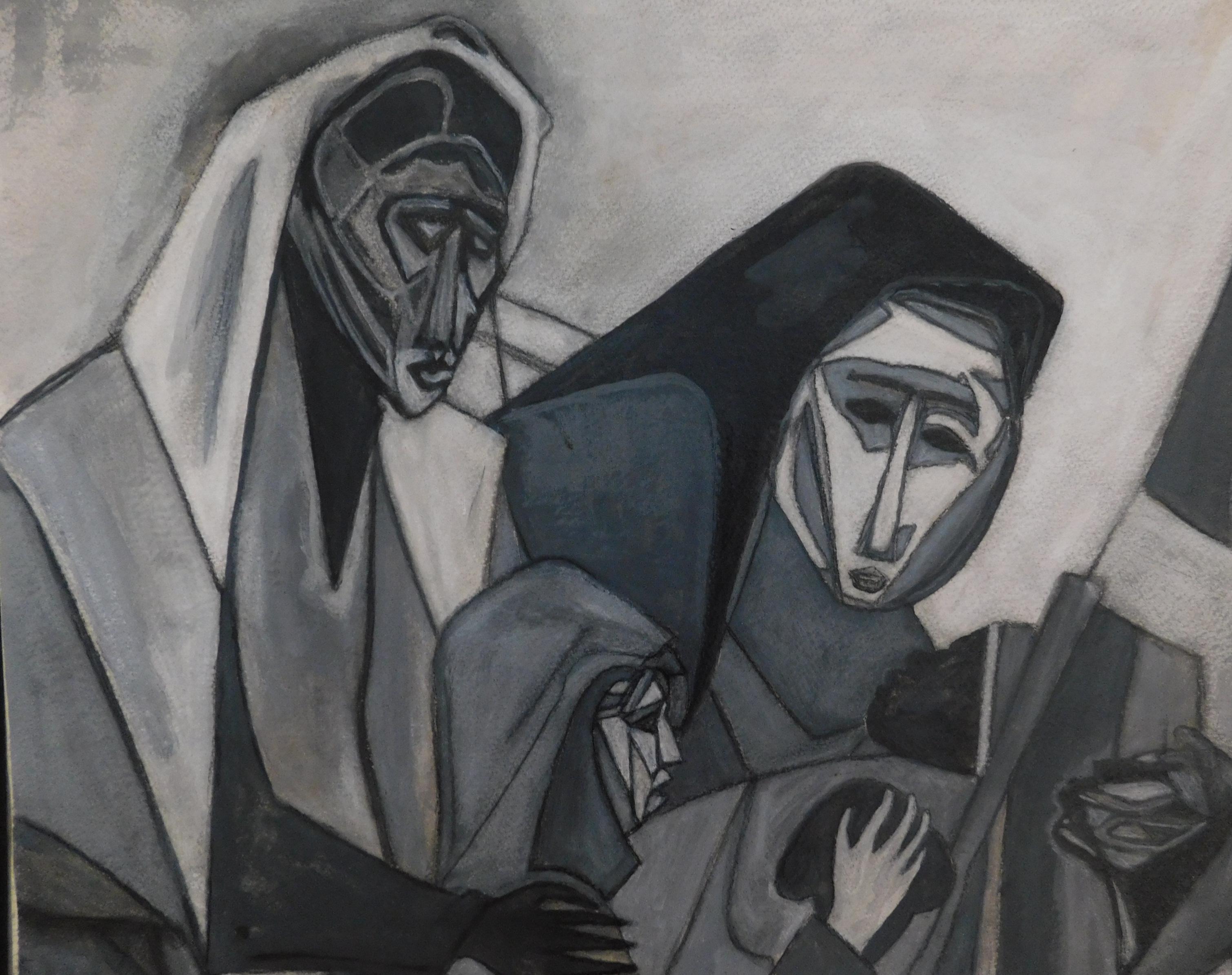 Eugene Grigsby, Jr. Mix Media, 1963 - The Family - Gray Figurative Painting by Unknown