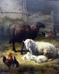 Eugene Remy Maes - Moutons dans l'étable