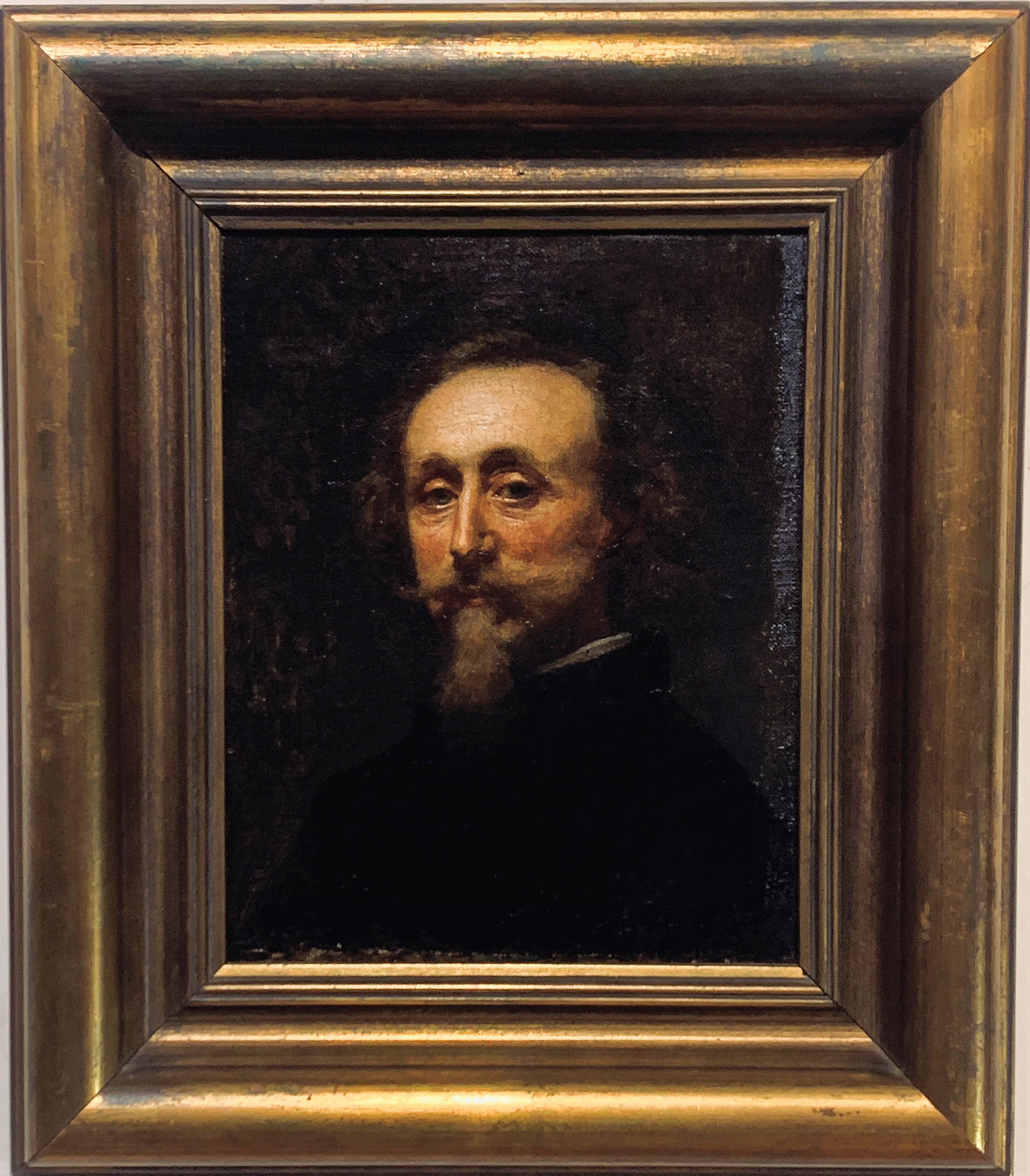 European 19th Century Small Portrait of a Man with a Beard - Painting by Unknown