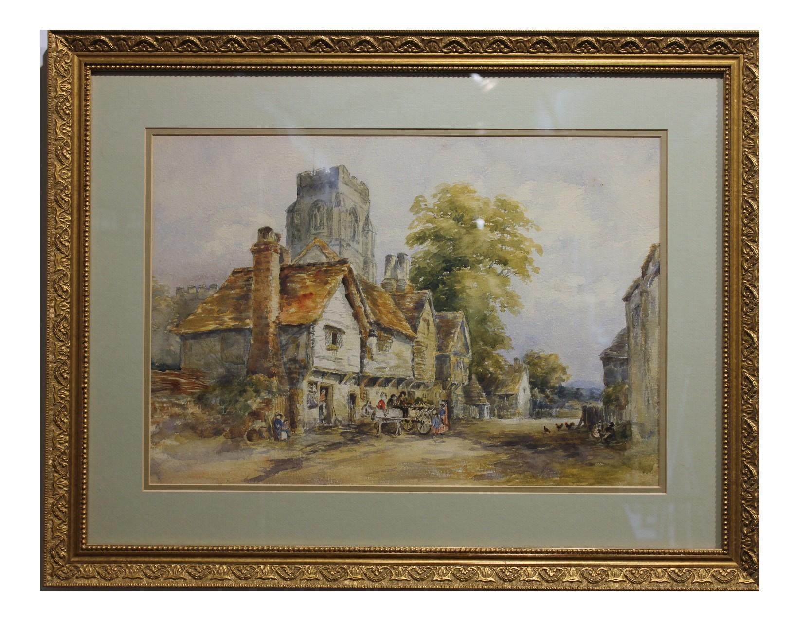 Unknown Landscape Painting - European Country Village in Watercolor 