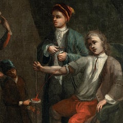 Peintre européen - Peinture de scène de genre du XVIIIe siècle - La saignée
