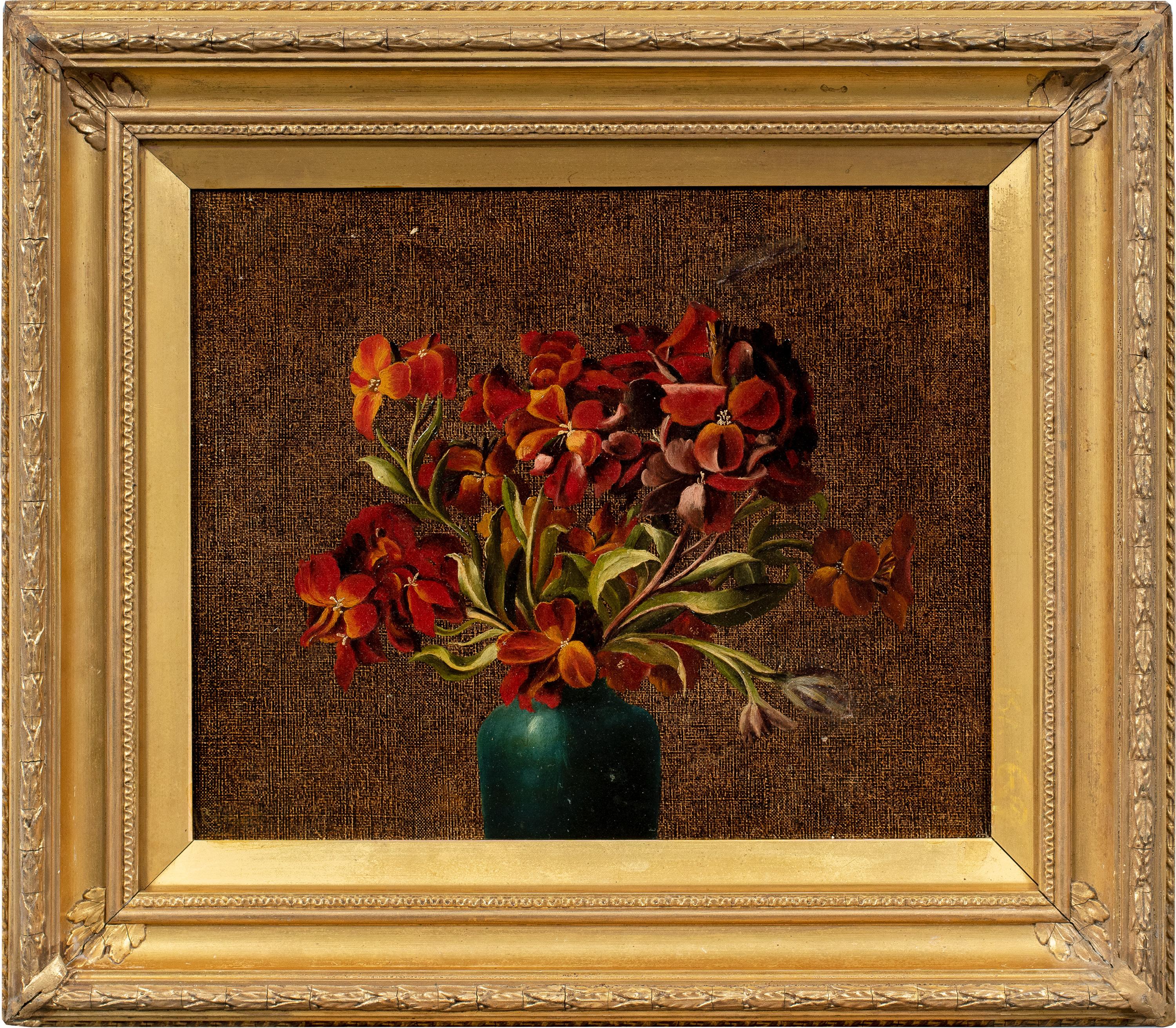 Unknown Still-Life Painting – Europäischer Maler - 19. Jahrhundert Stillleben mit roten Blumen