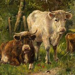 European Realist painter - 19th century cattle and pastoral landscape