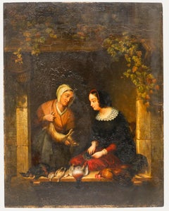 European School 19th Century Oil - The Game Seller