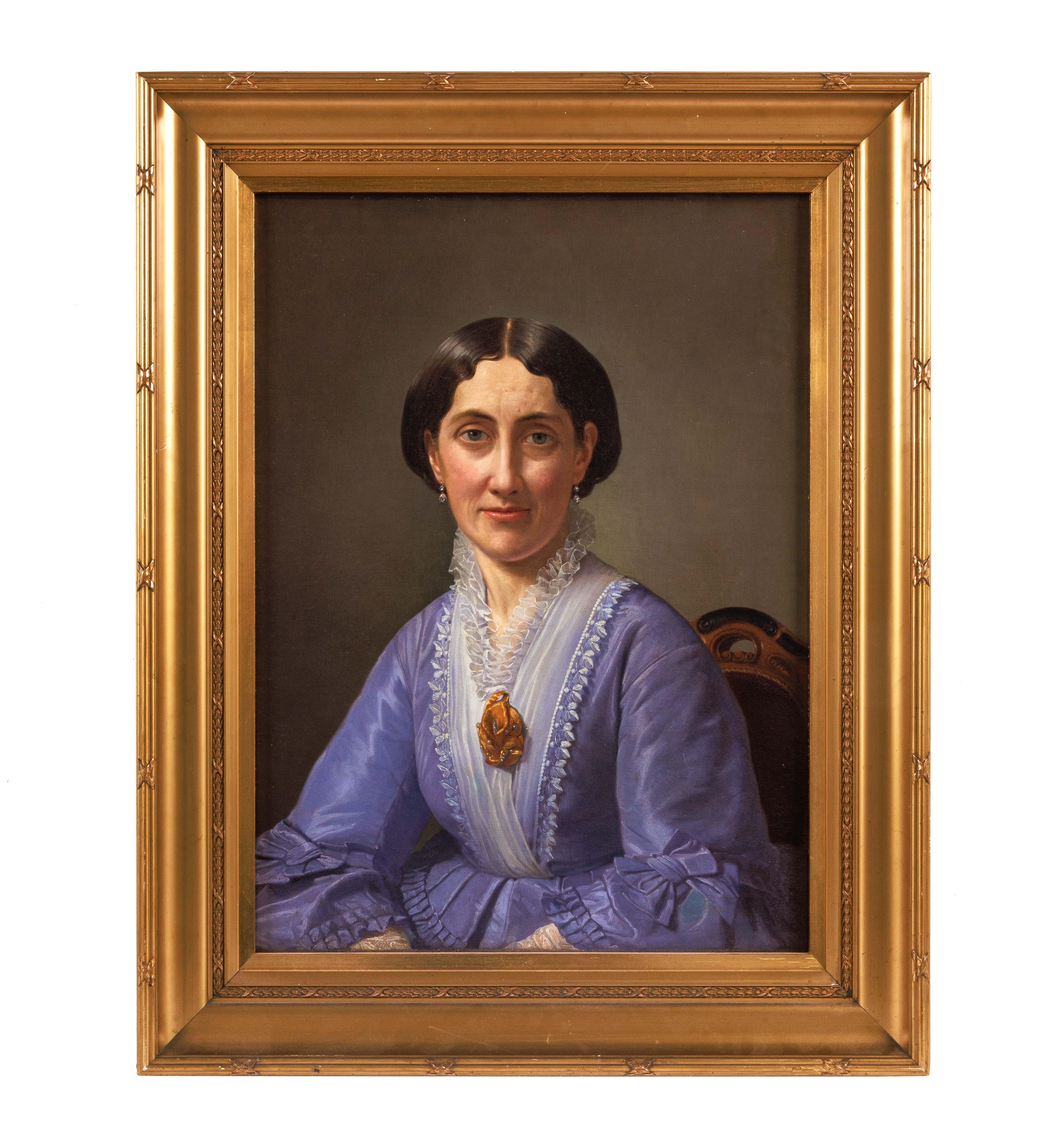 (European School, C. 1825) An Exceptional Quality Portrait "Lady in Purple"