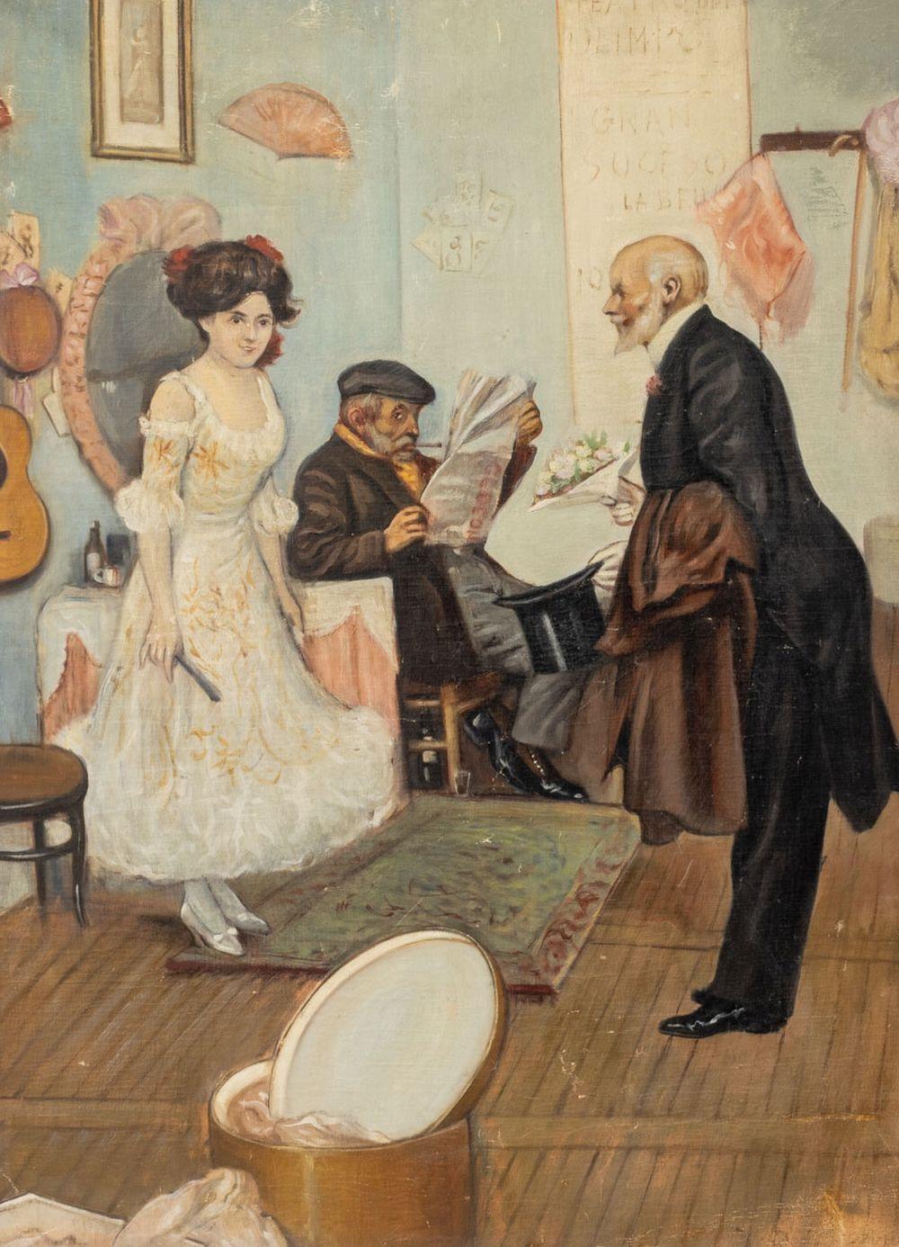 Scena di corteggiamento in una scuola europea - Painting di Unknown