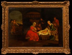 European School Early 19th Century Oil - The Nativity