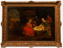 European School Early 19th Century Oil - The Nativity