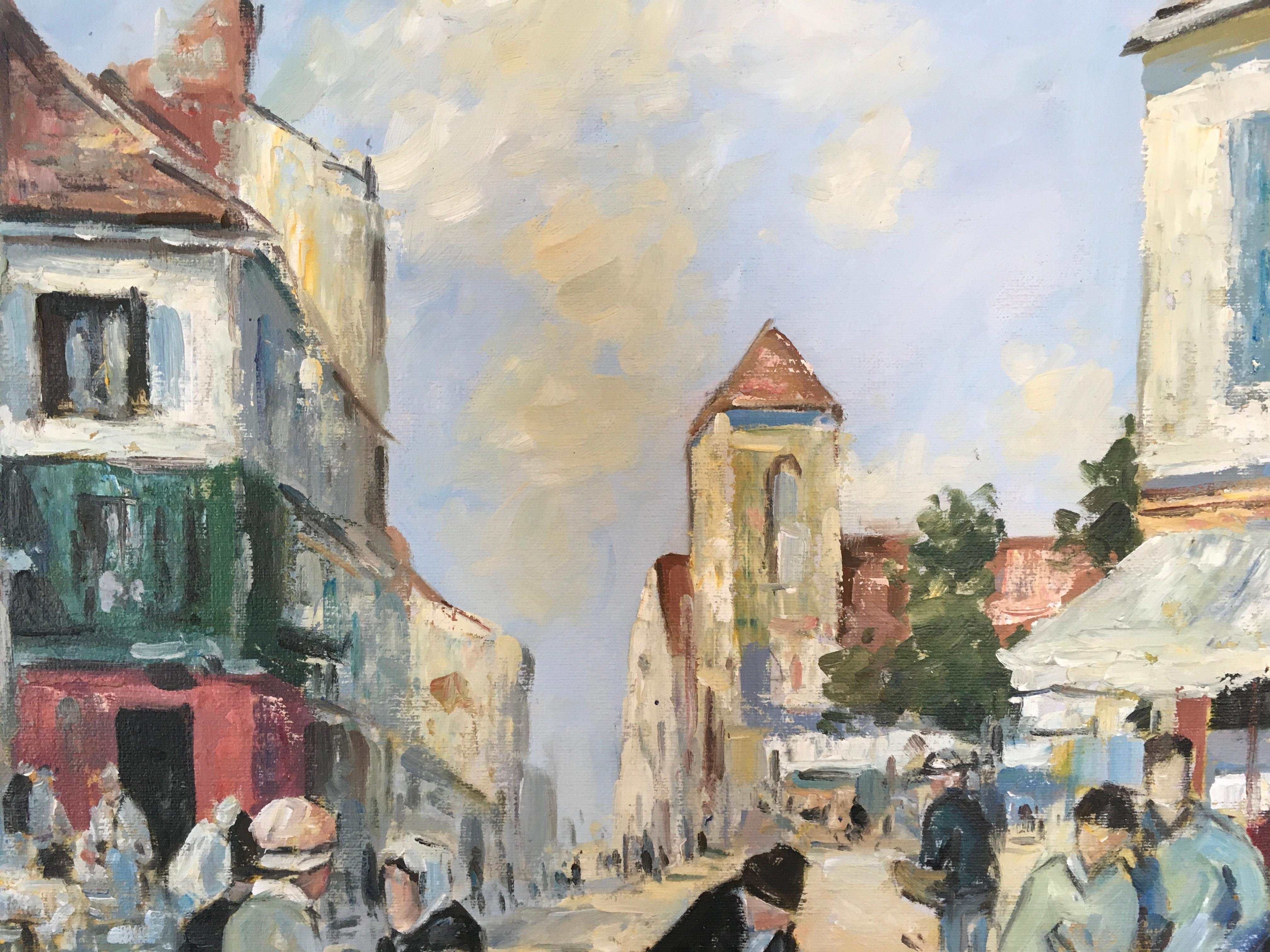 'European Street Scene', by Unknown, Oil on Canvas Painting For Sale 8