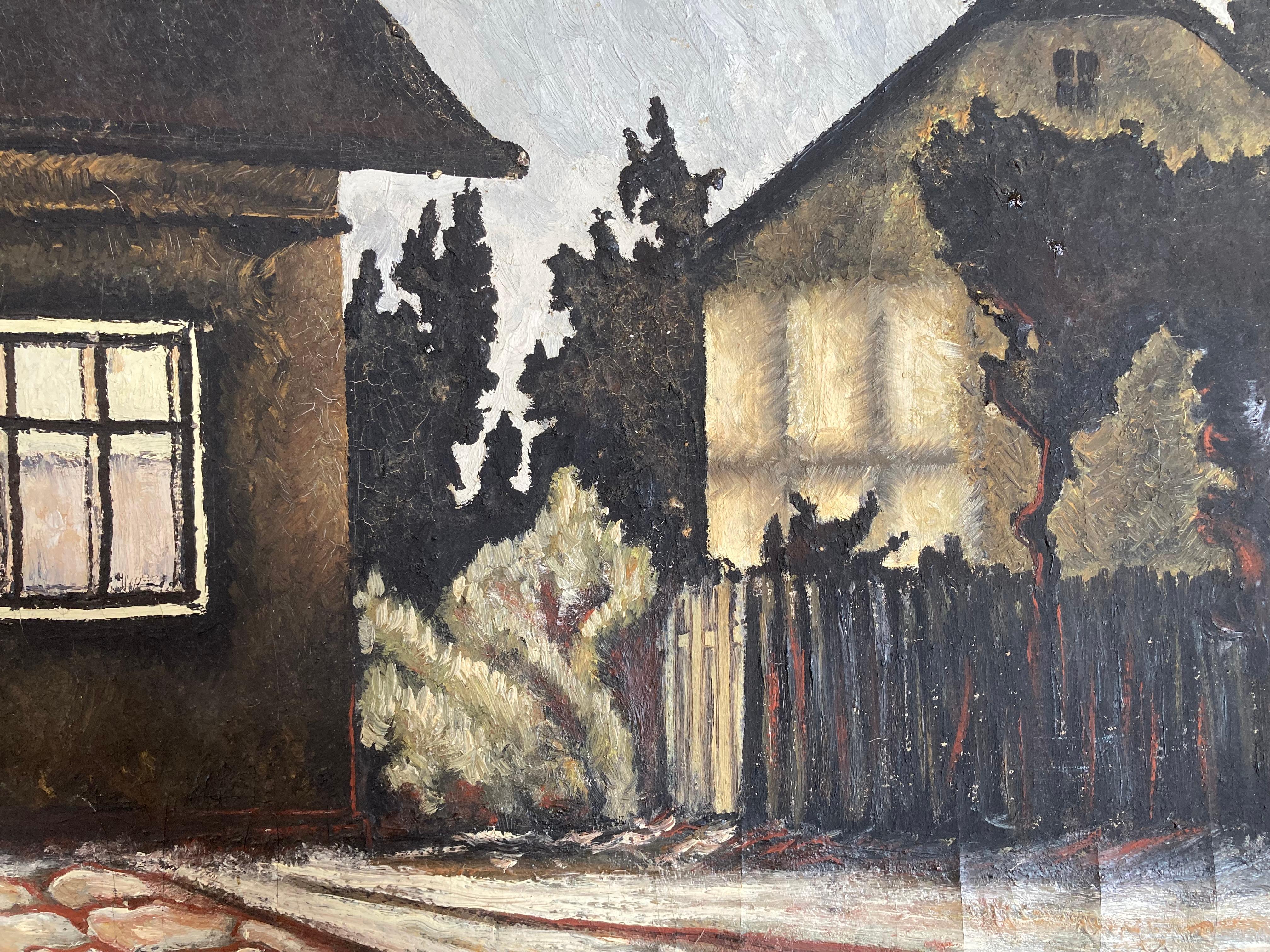 Sera nel villaggio (Ucraina) - Painting di Unknown