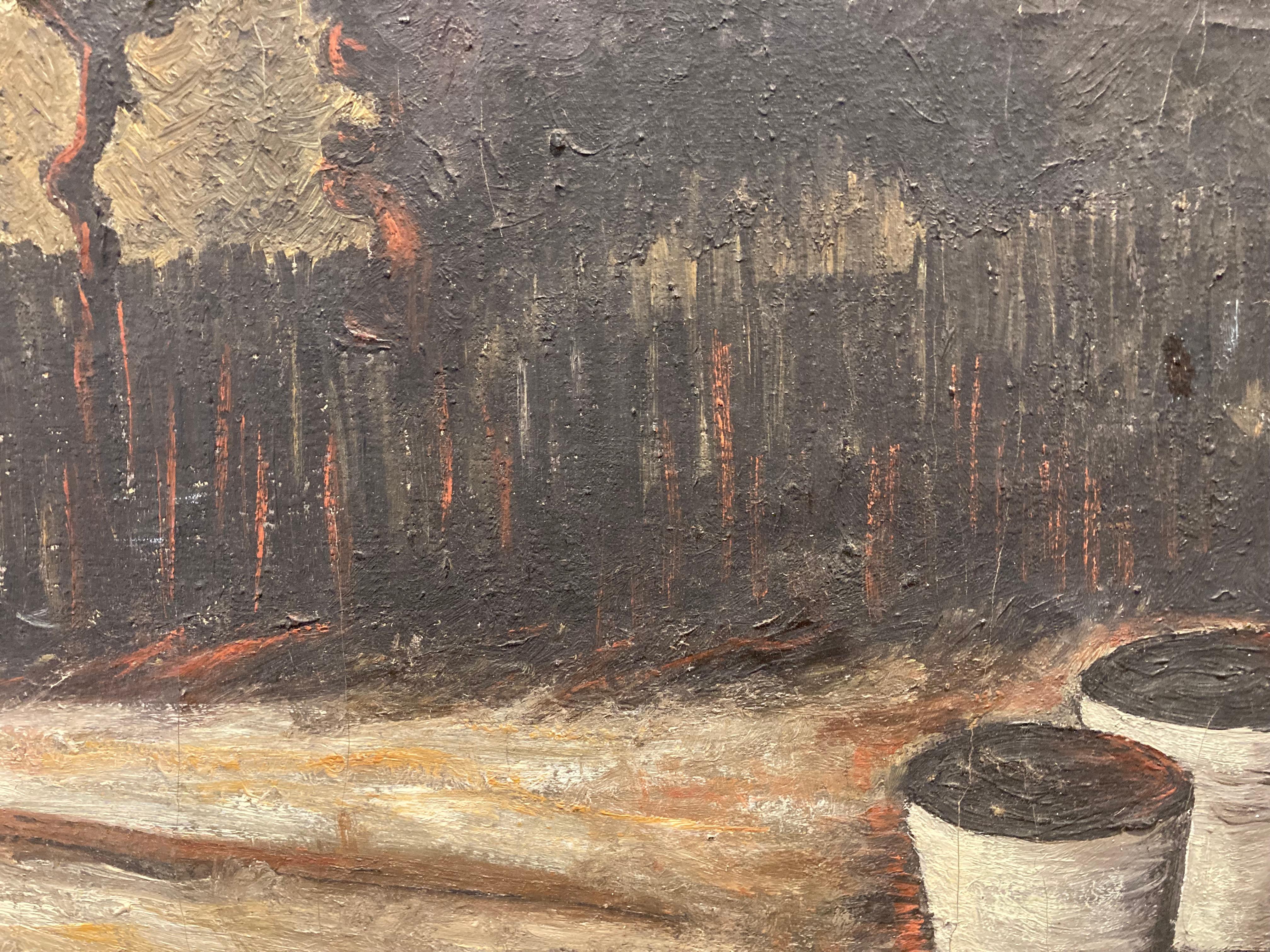 Sera nel villaggio (Ucraina) - Landscape Painting Grigio di Unknown