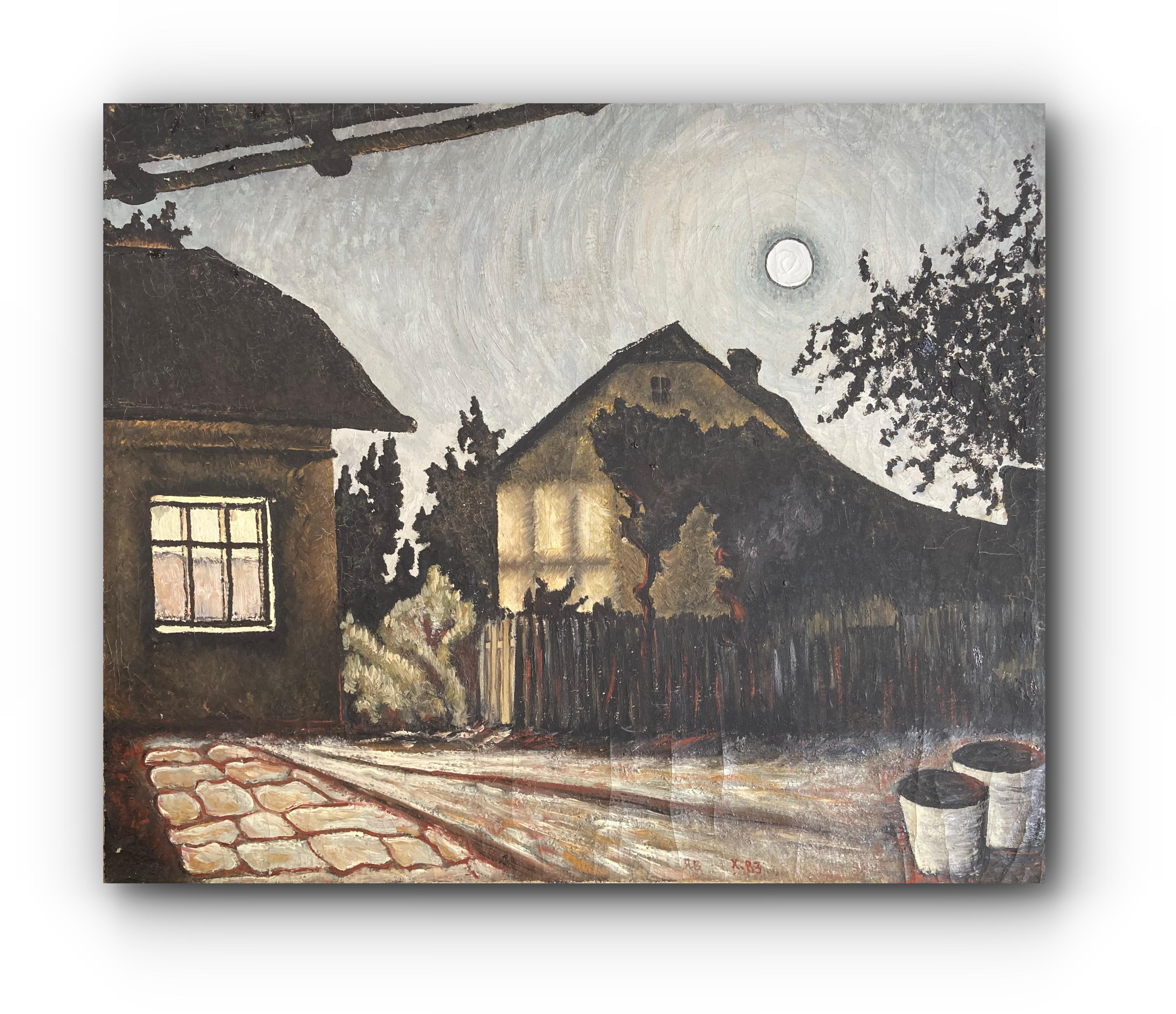 Landscape Painting di Unknown - Sera nel villaggio (Ucraina)