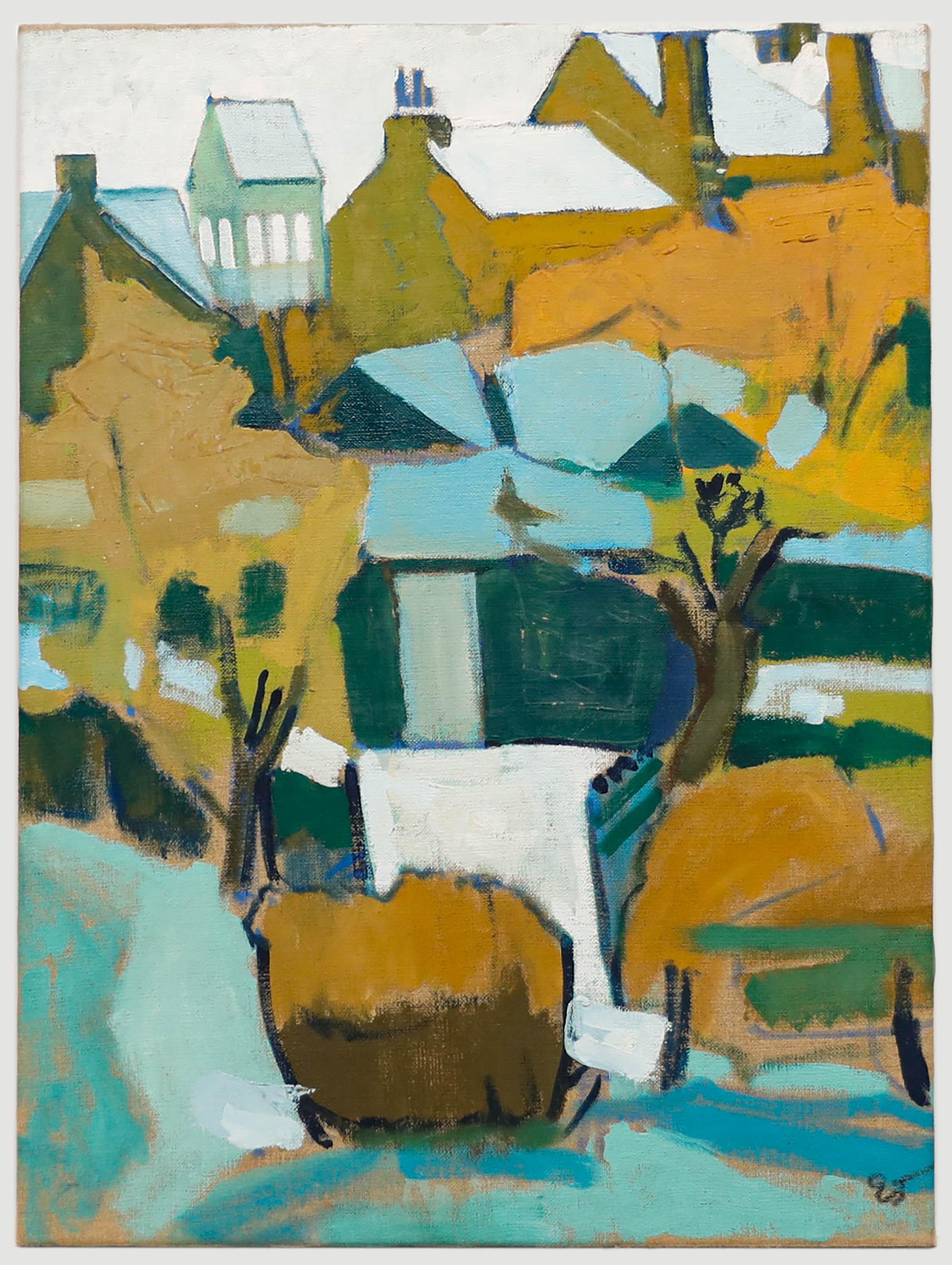 Unknown Landscape Painting - Ewart Johns (1923-2013) - c.1975 Oil, Snow, Fern Bank Lancaster