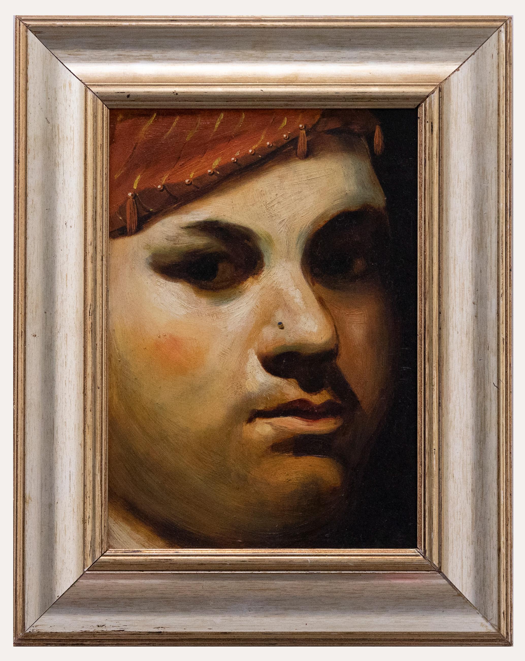 Portrait Painting Unknown - Ewart McCarten - Huile du 20e siècle, Jeune avec une bague sans visage