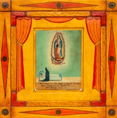 Mexican Ex-Voto Painting c. 1940 Our Lady of Guadalupe Folk Art on Tin Mexican Ex-Voto Painting c. 1940 Our Lady of Guadalupe Folk Art on Tin