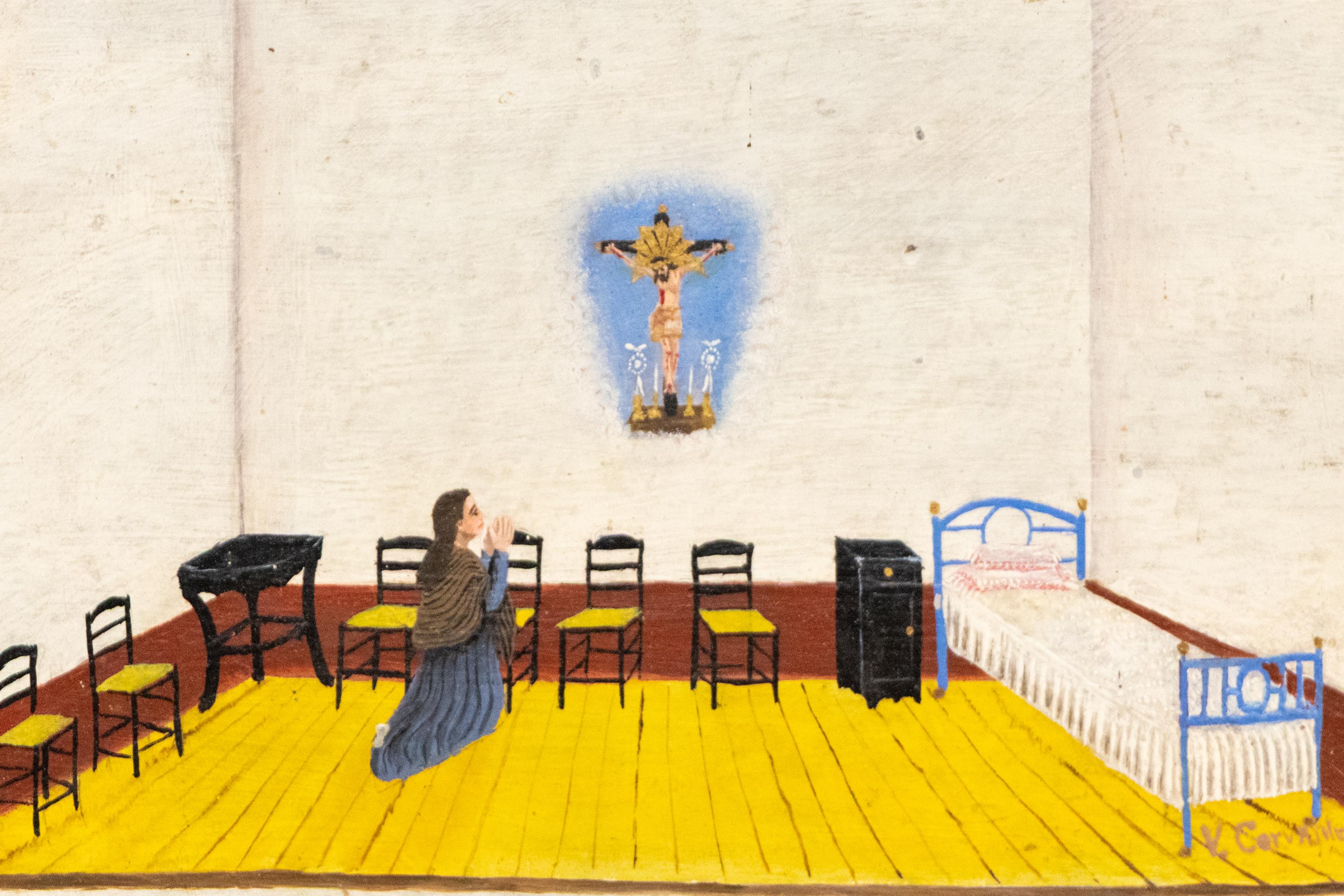 Ex Voto Retablo - Healal's A.I.C. pour la guérison et le retour à la santé - Artisanat Painting par Unknown