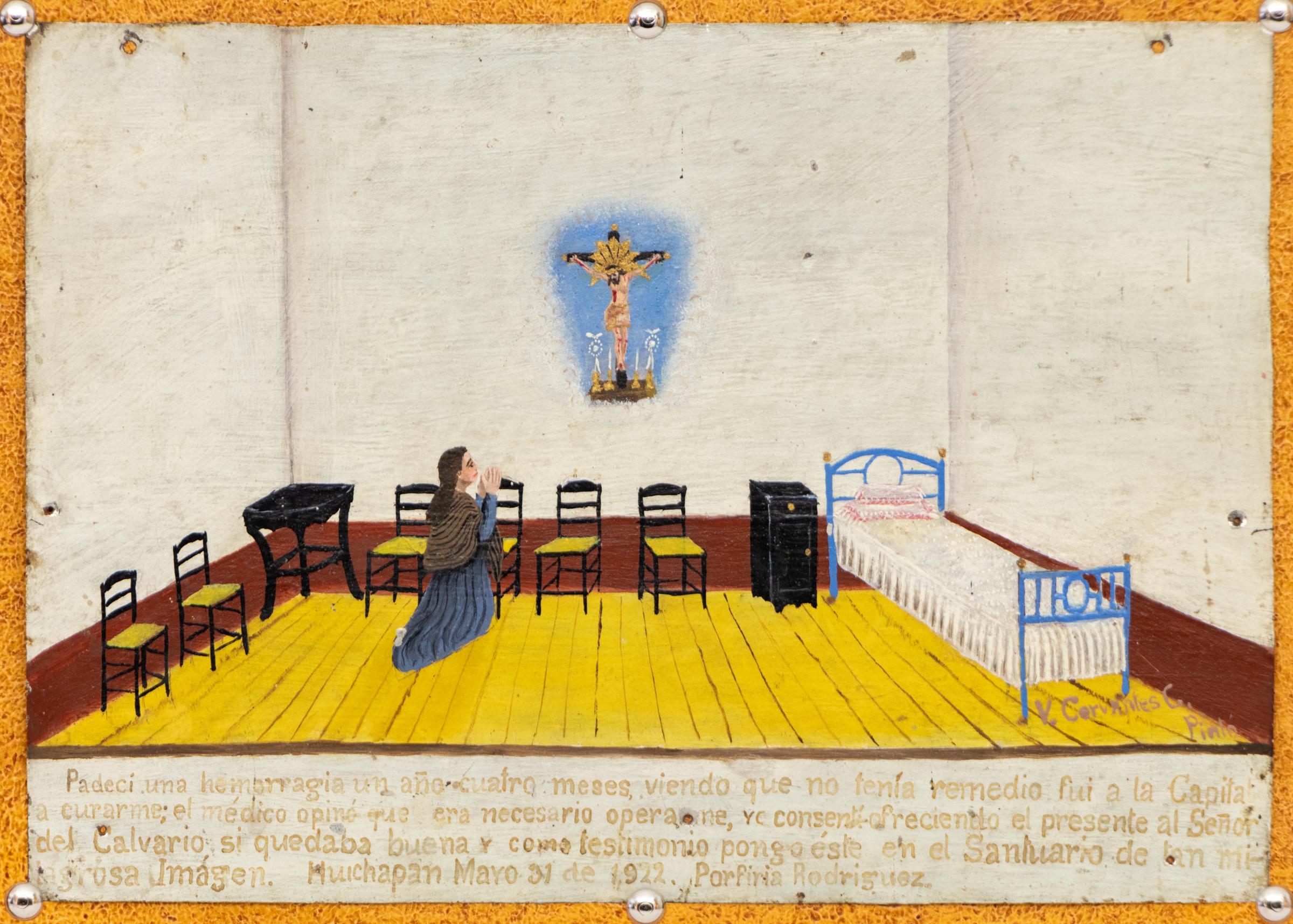 Ex Voto Retablo - Tributo sagrado de principios del siglo XX por la curación y el retorno a la buena salud