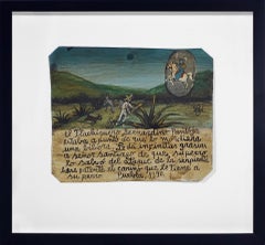 Ex-Voto, Retablo, Painting on Metal, Mexico , Prayer to St. George, Folk Art, Dog