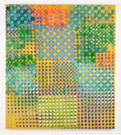Exampler, pittura ad aerografo e polimeri su lino di Alex Blau, 2023