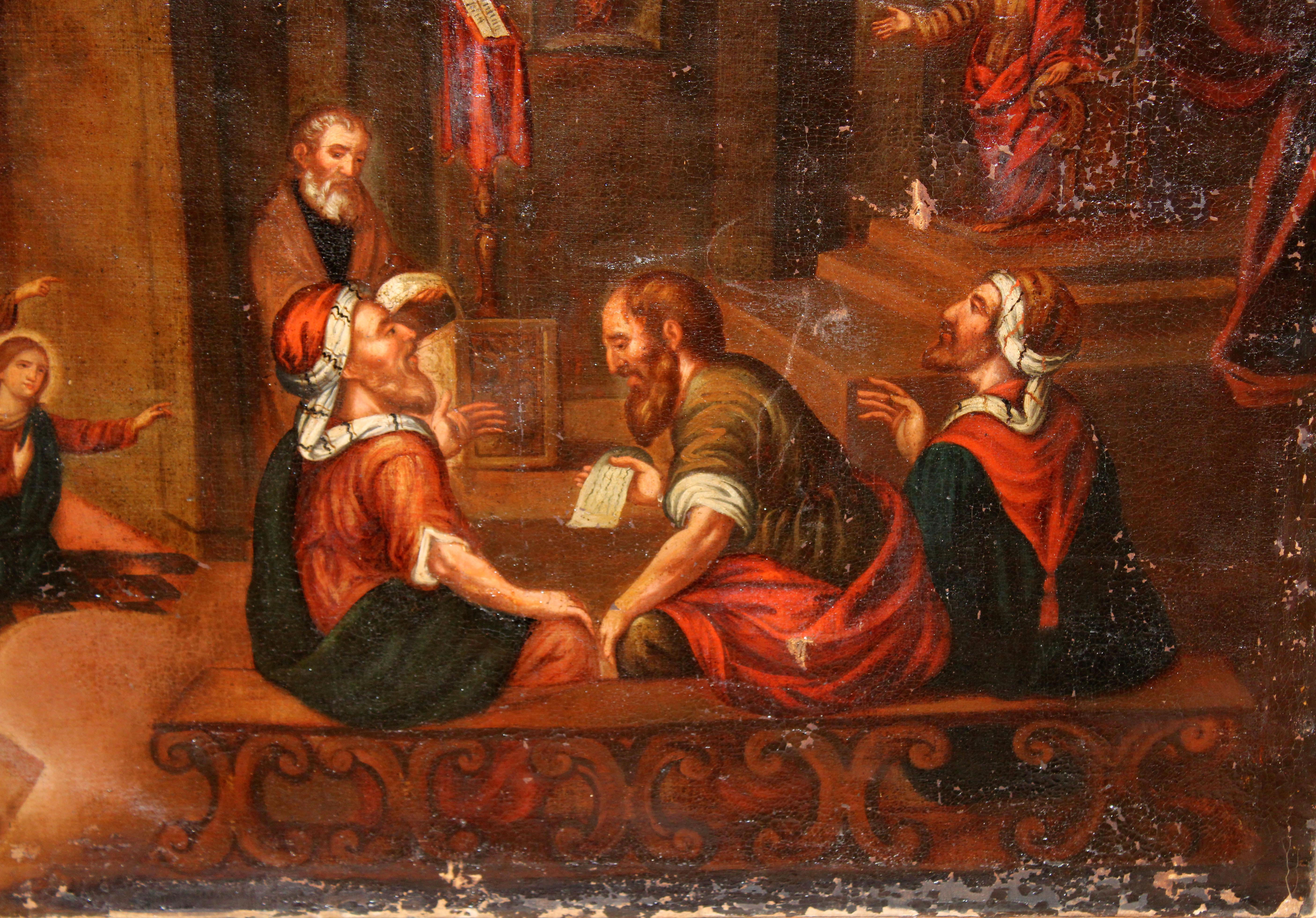 Excuela española (XVIII) -  Escena bíblica - Óleo sobre tela en venta 1
