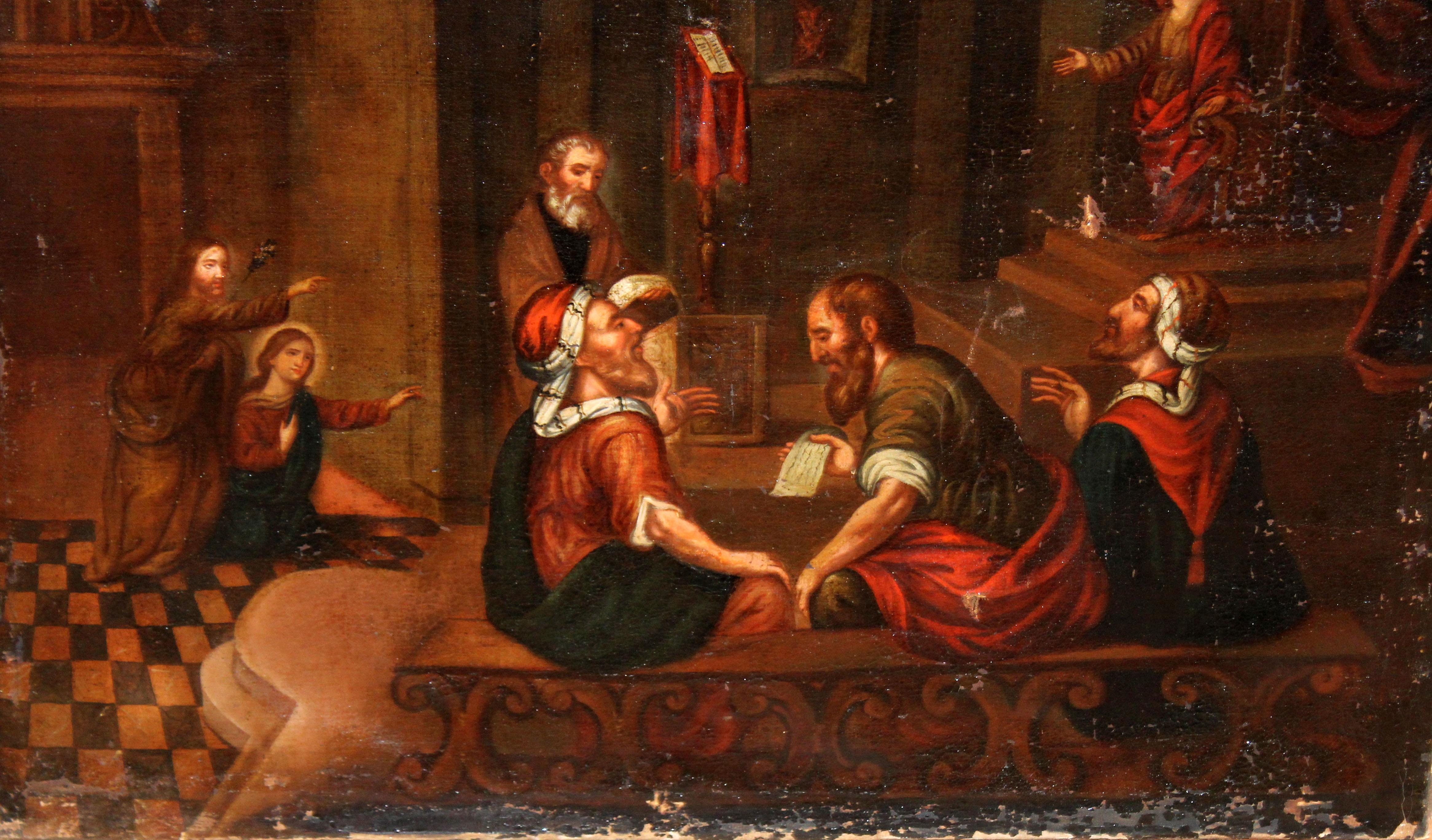 Excuela española (XVIII) -  Escena bíblica - Óleo sobre tela en venta 2