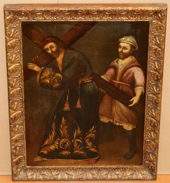 Excuela española (XVIII) -  Jesús nazareno con la cruz - Óleo sobre tela