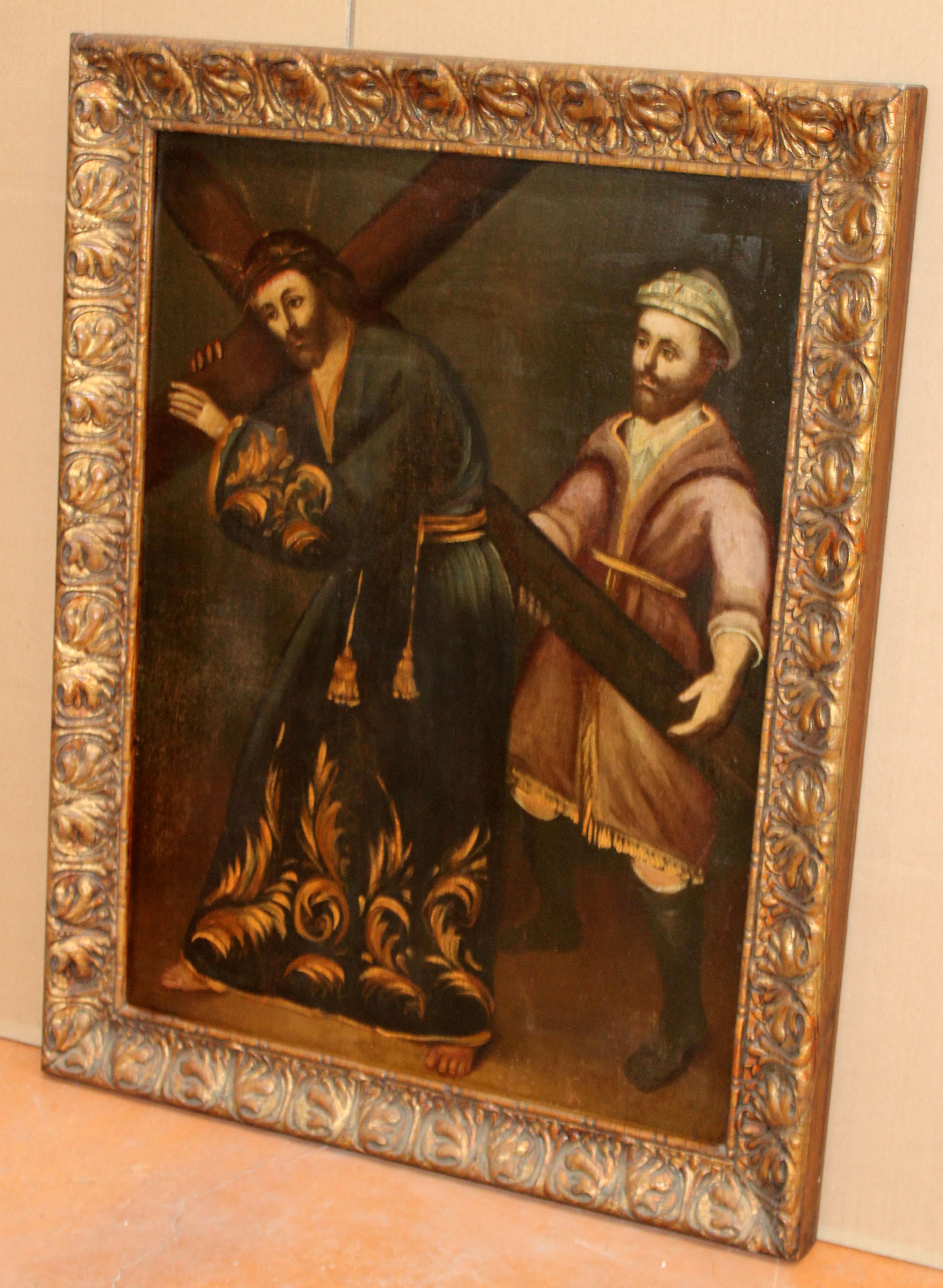 Excuela española (XVIII) -  Jesús nazareno con la cruz - Óleo sobre tela - Painting Antichi maestri di Unknown