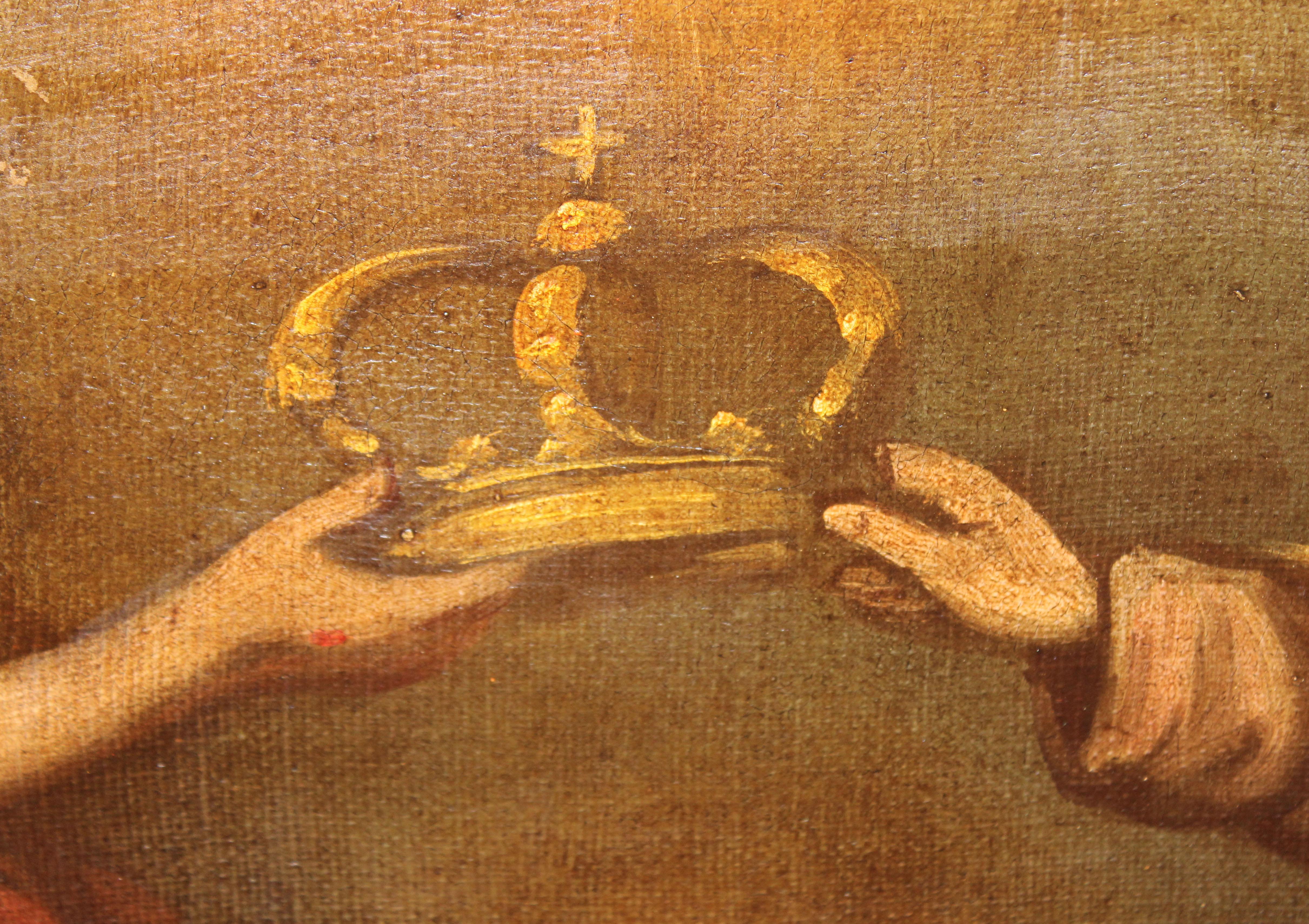Escuela española (XVIII) -  La coronación de la virgen - Óleo sobre tela en venta 5