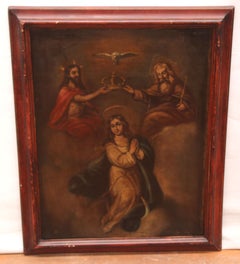 Escuela española (XVIII) -  La coronación de la virgen - Óleo sobre tela