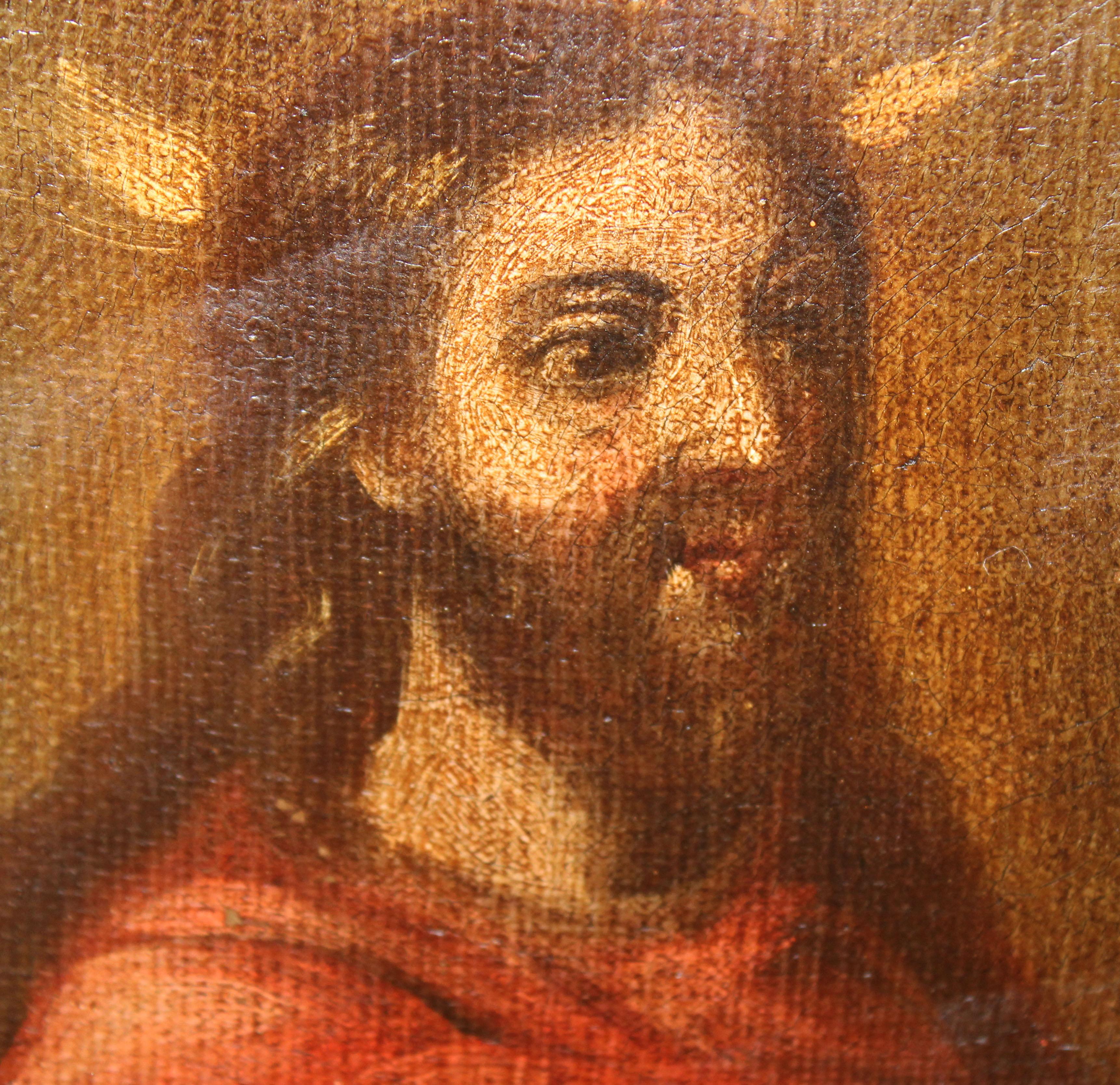Como pueden apreciar, la obra no va firmada, es de autor anónimo

Se presenta enmarcada la obra (el marco presenta algunos signos de uso)

El estado de la obra es aceptable, solo comentar que presenta alguna leve falta y si decir que la tela está