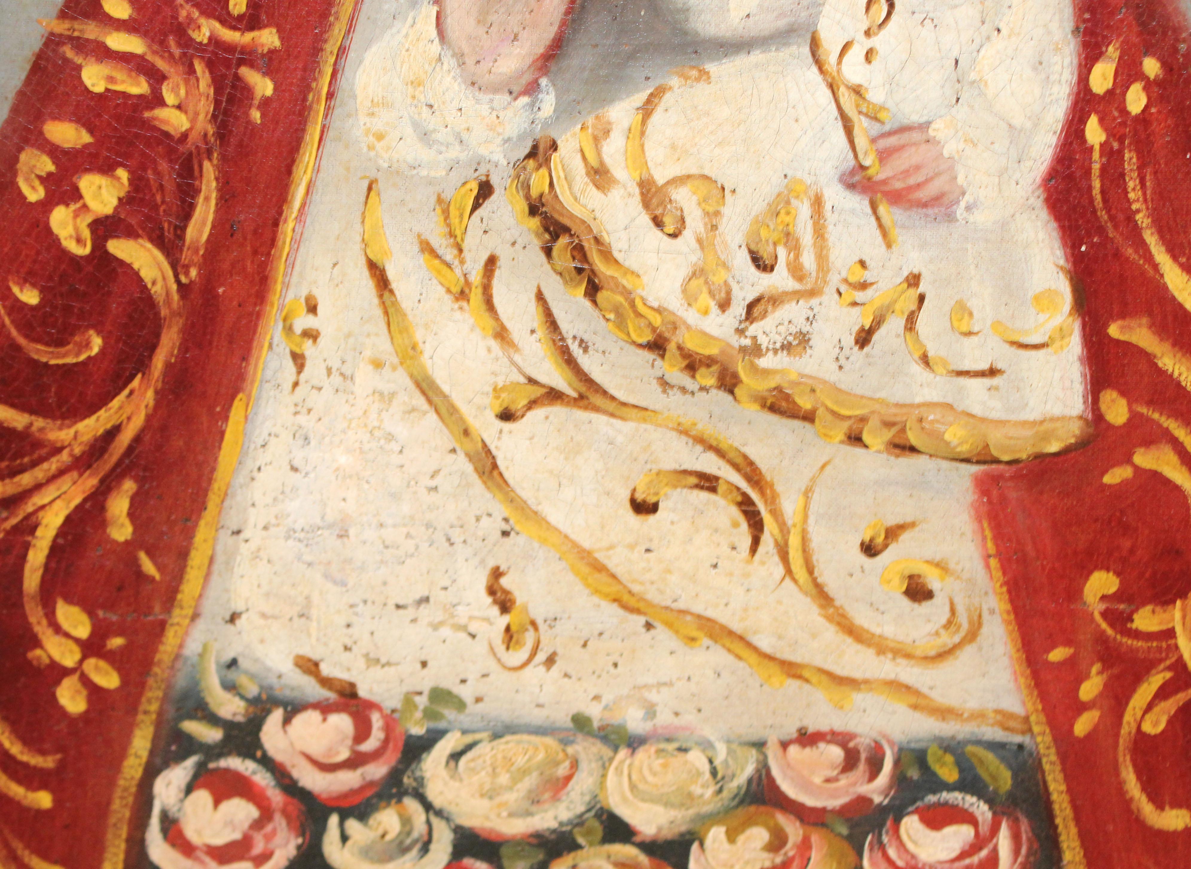 Excuela española (XVIII) -  Virgen con niño - Óleo sobre tela in vendita 5